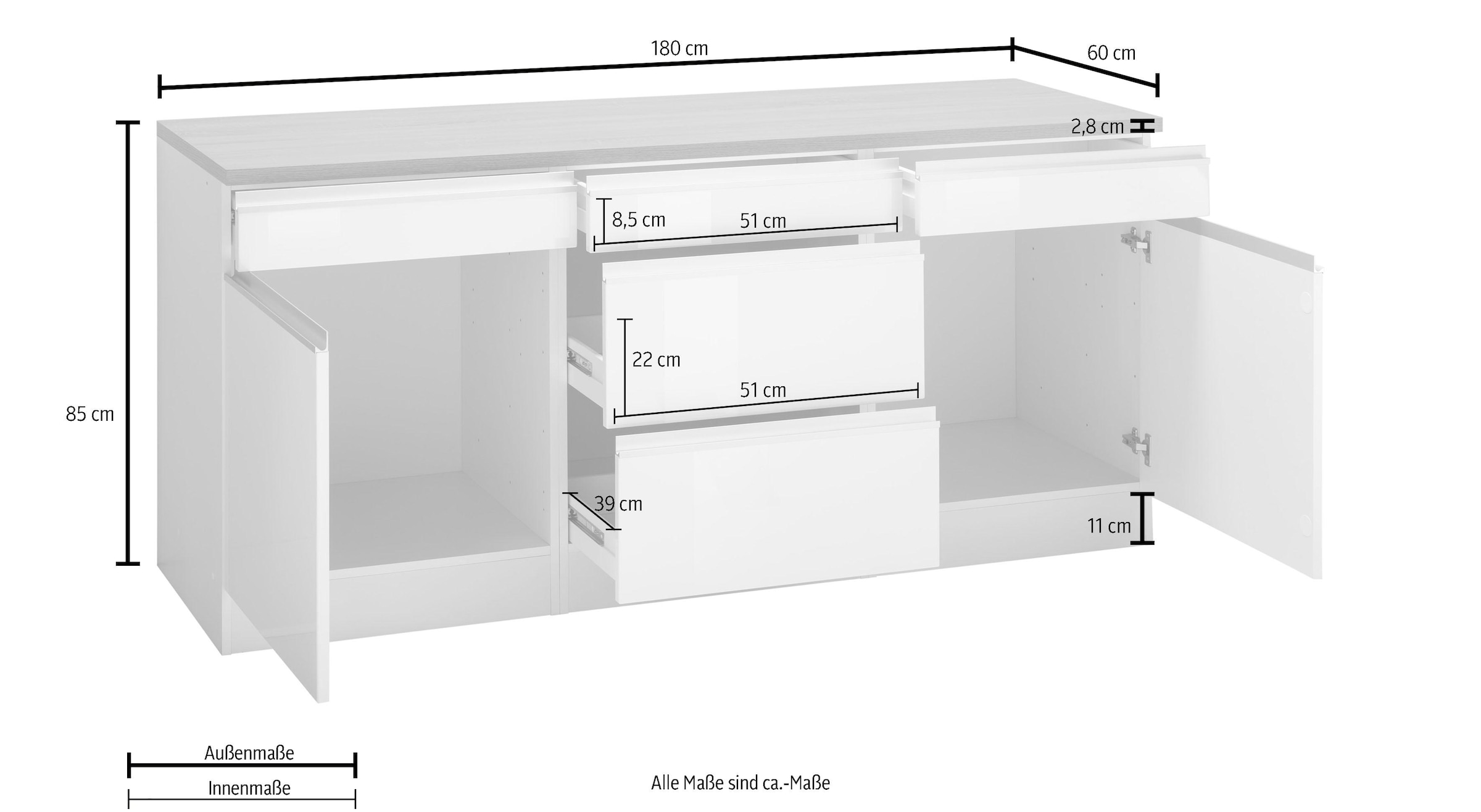 HELD MÖBEL Unterschrank »Ohio«, Breite 180 cm bequem kaufen