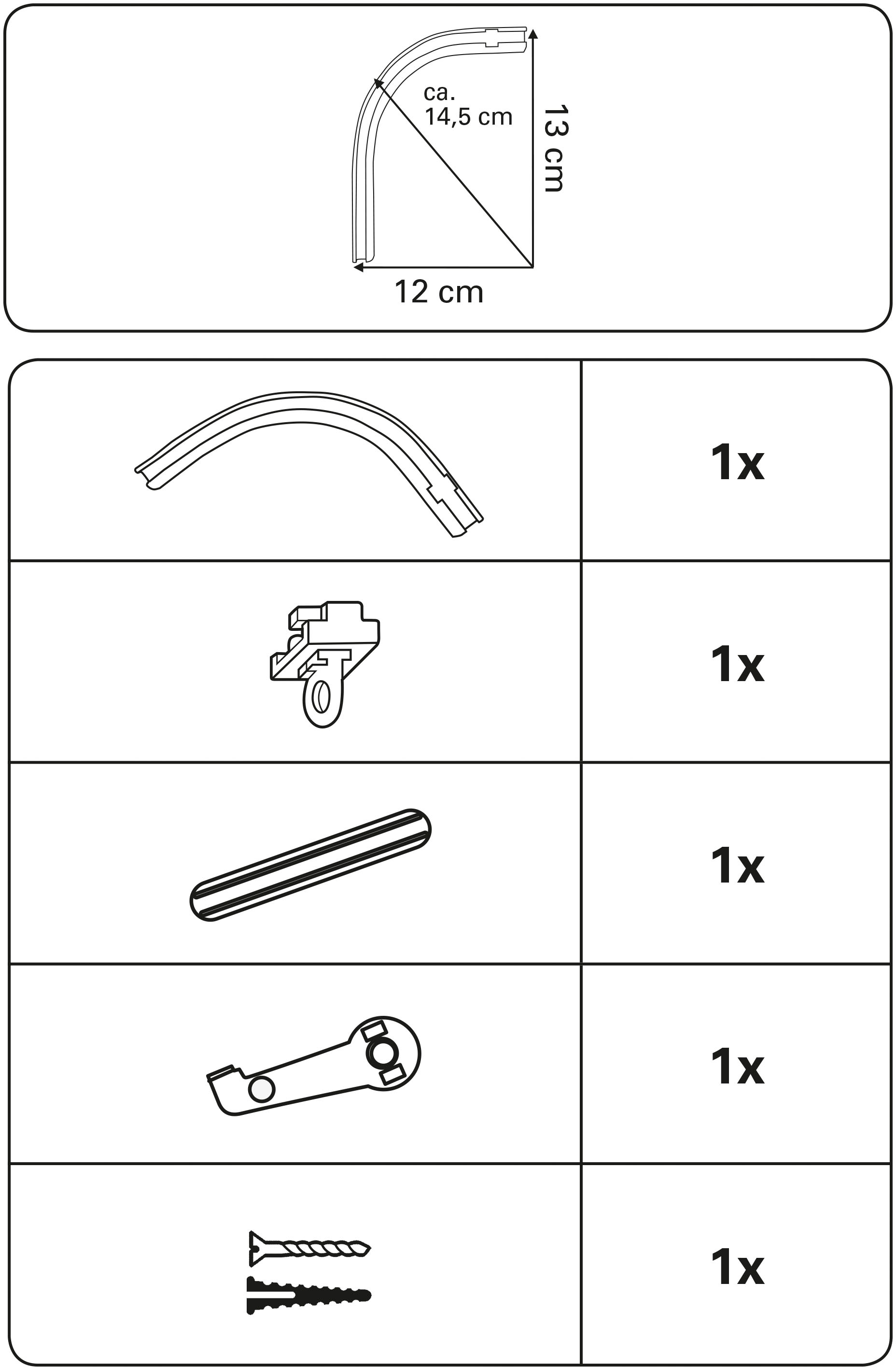 GARDINIA Gardinenschiene »Rundbogen«, 1 läufig-läufig, Fixmass, für Aluminiumschiene 13 mm