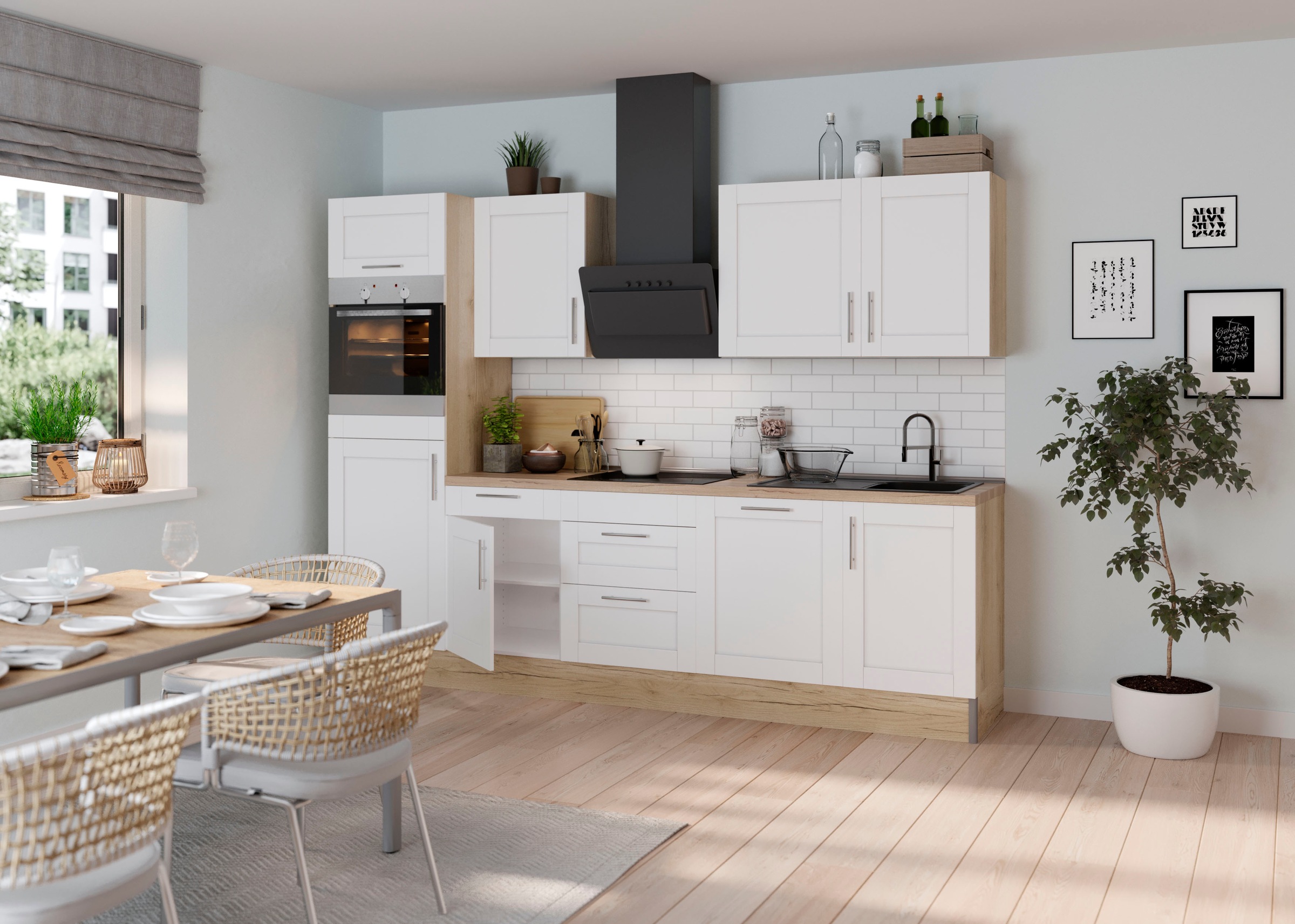 OPTIFIT Küche "Ahus" Breite 280 cm,wahlw. mit E-Geräten,Soft Close Funktion,MDF Fronten