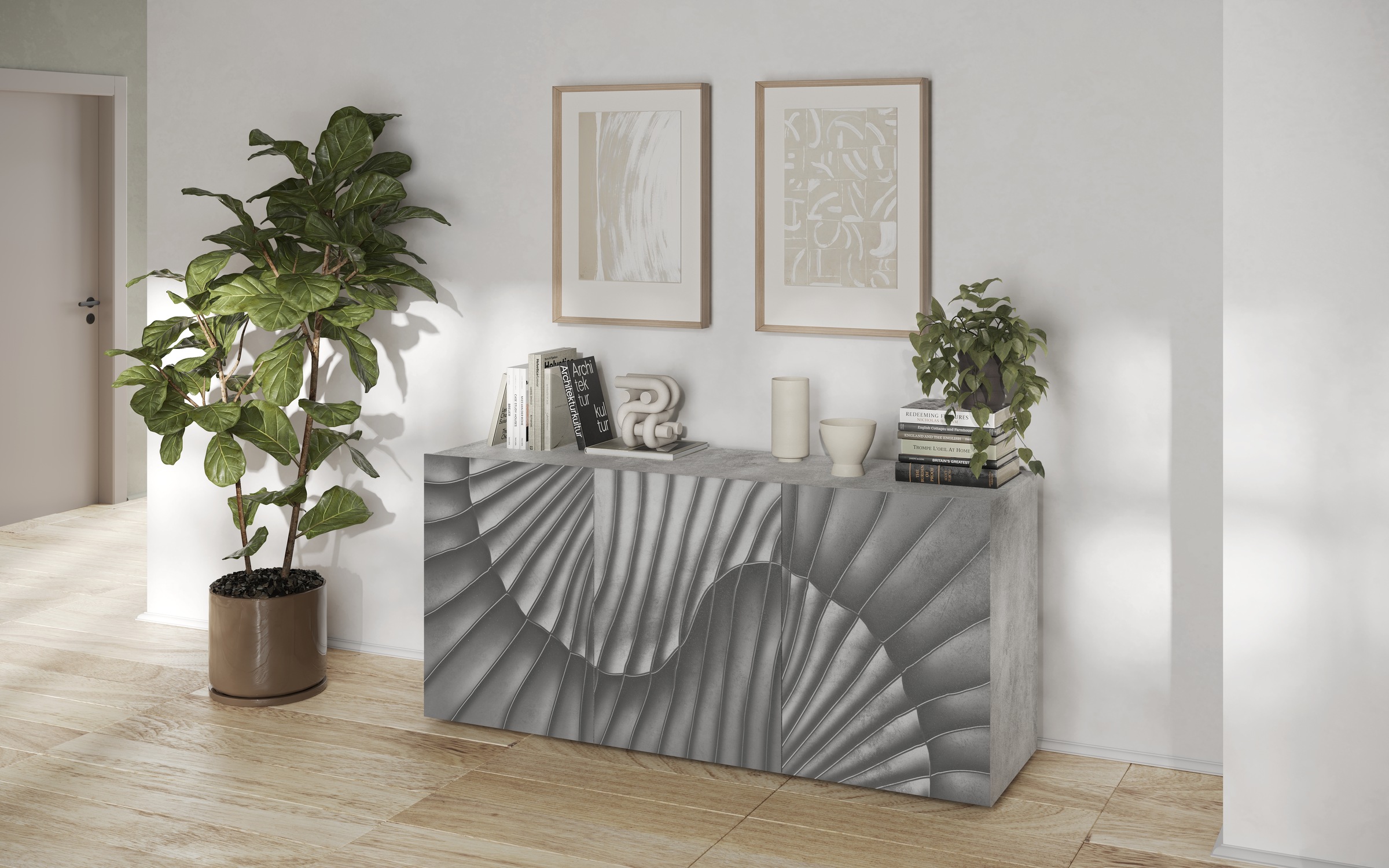 Image of GOODproduct Sideboard "Snake, Kommode, Anrichte, Stauraummöbel Breite 181 cm, Siebdruck-Front" moderne Wohnmöbel, 3 Türen, viel Stauraum, stilvoll und funktional