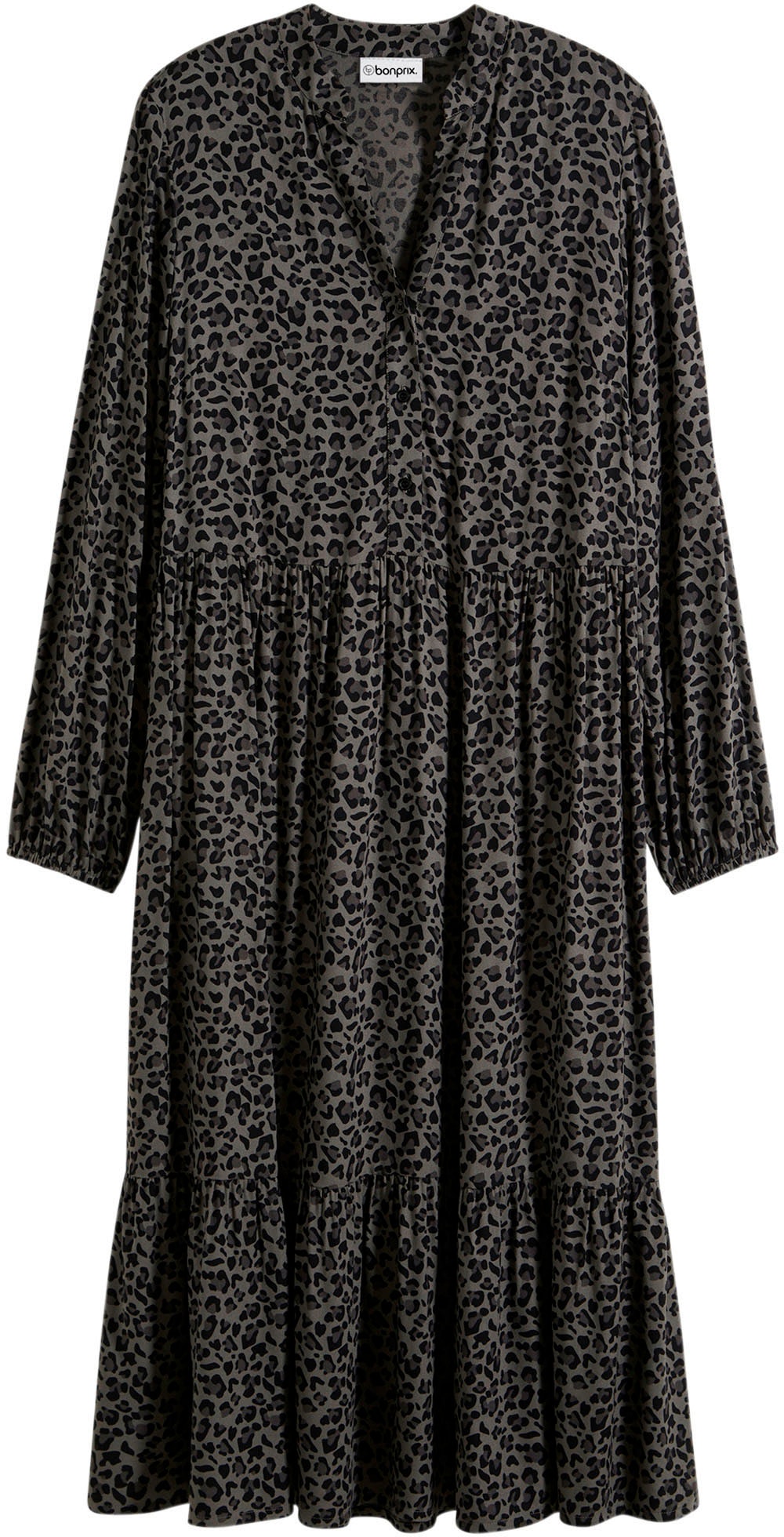 bonprix Robe midi »Midikleid aus Viskose« aus Viskose, A-Linie, mit Leomuster