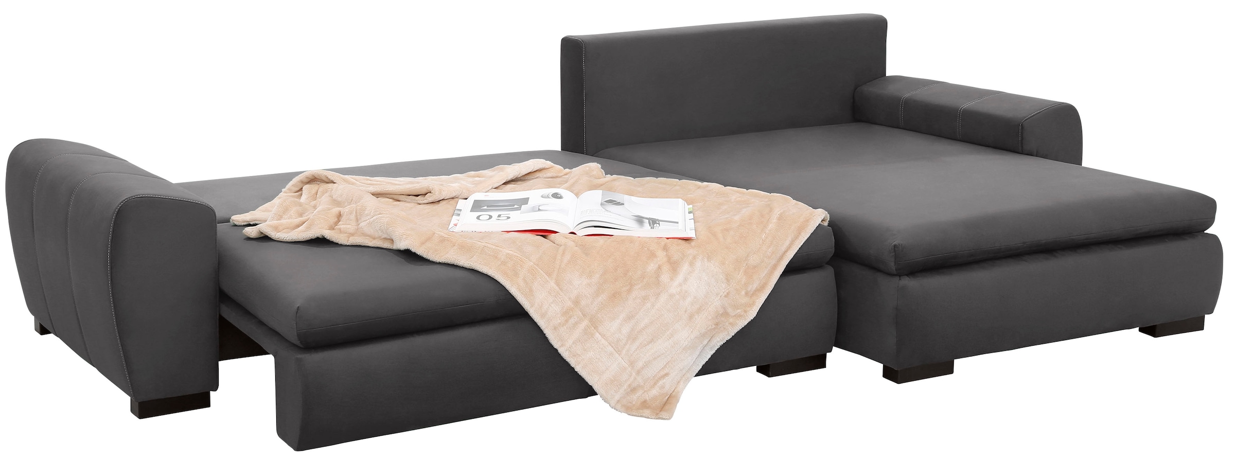 Home affaire Ecksofa Cara Mia L-Form, wahlweise mit Bettfunktion und Bettkasten, Massivholzfüsse