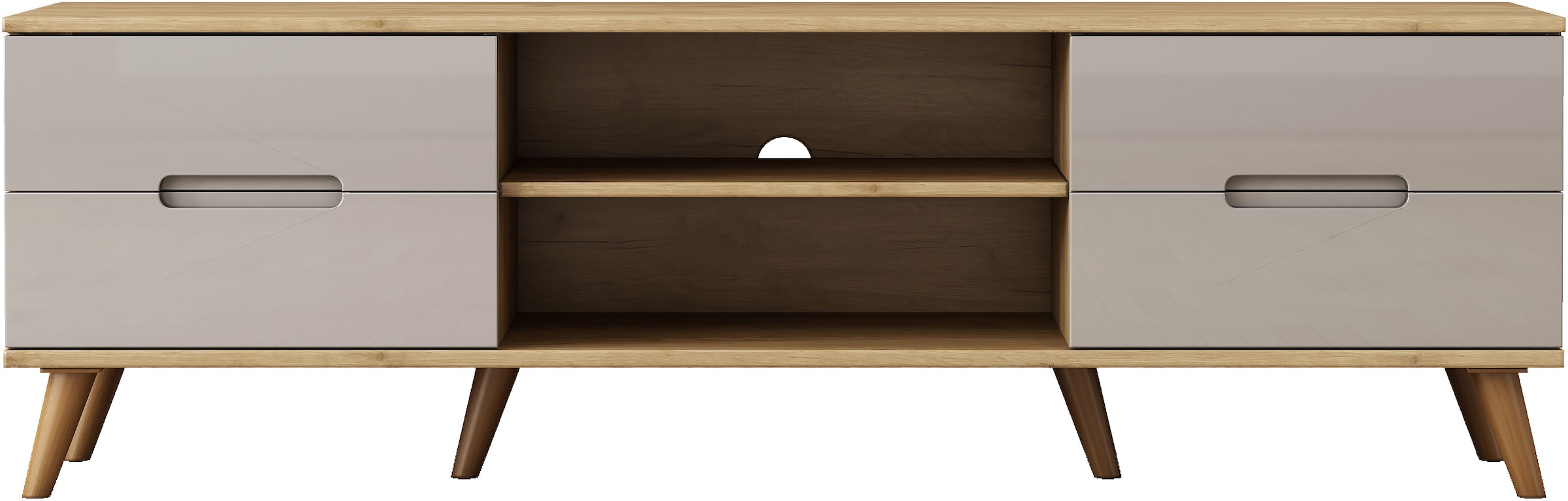 GOODproduct Tableau TV »Lund« glänzende Fronten, Kabeldurchführung, helles Holzdekor, Breite 160 cm