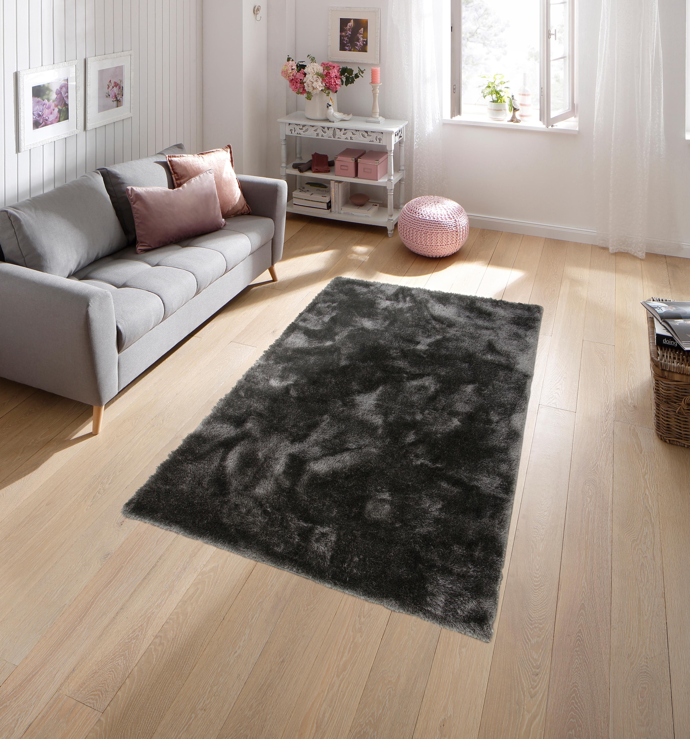 my home Hochflor-Teppich »Mikro Soft Super«, rechteckig, 50 mm Höhe, besonders weich durch Mikrofaser, extra flauschig, einfarbig, weich