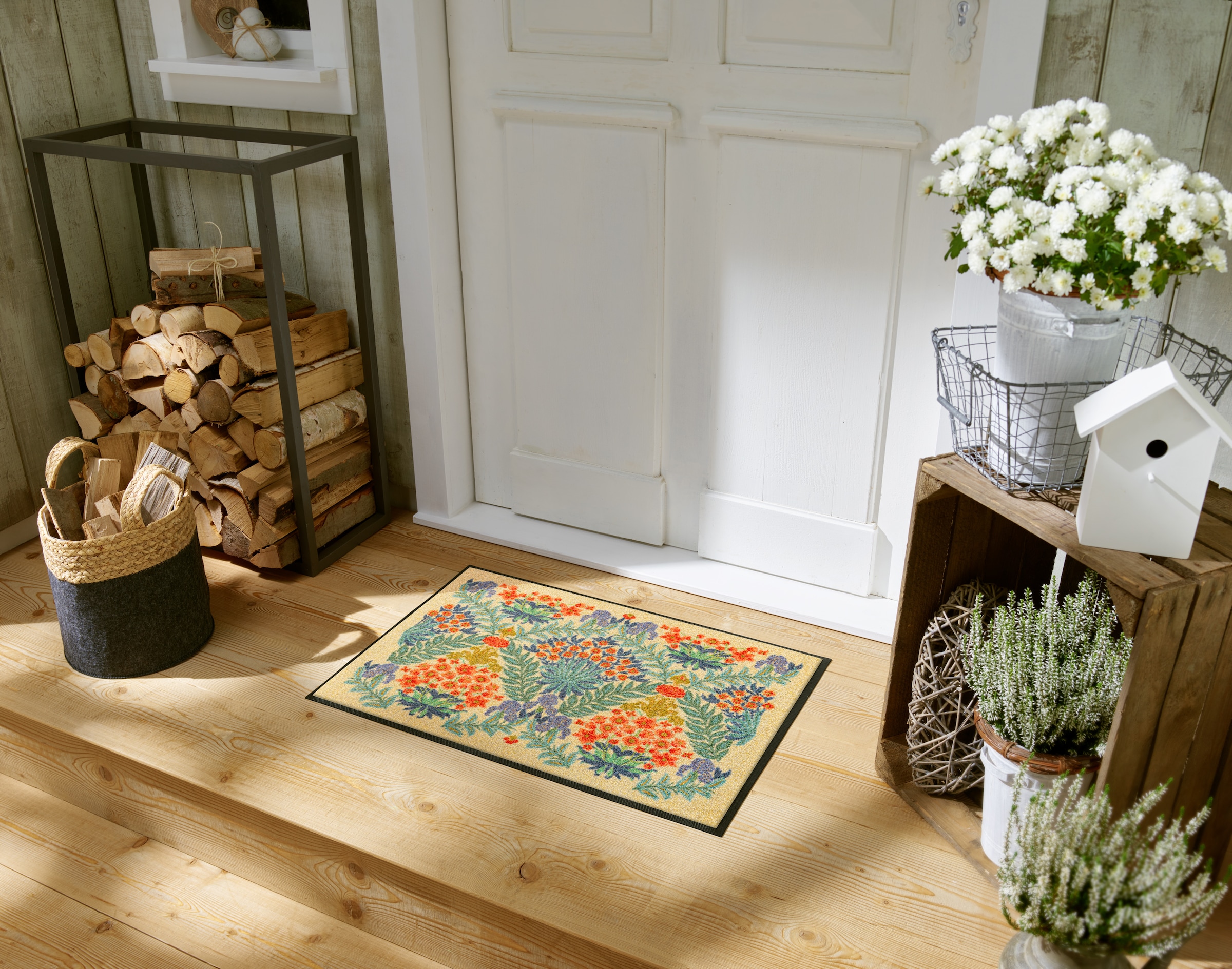 wash+dry by Kleen-Tex Tapis de sol »Flower Bouquet Daylight« Rectangulaire 7 mm Höhe également disponible en version coureur, lavable et compatible sèche-linge