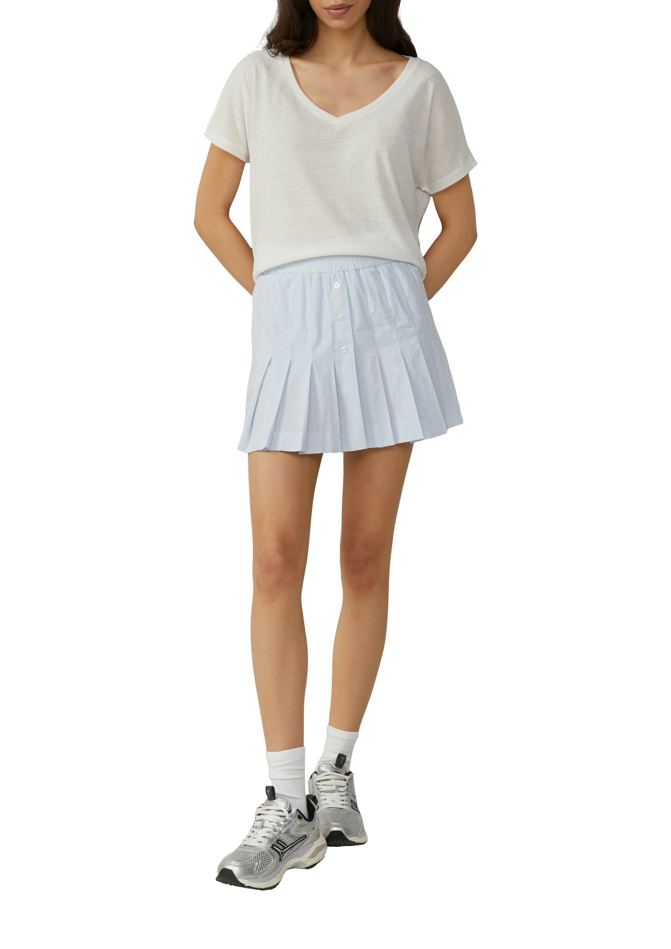 QS T-Shirt, mit Leinenanteil