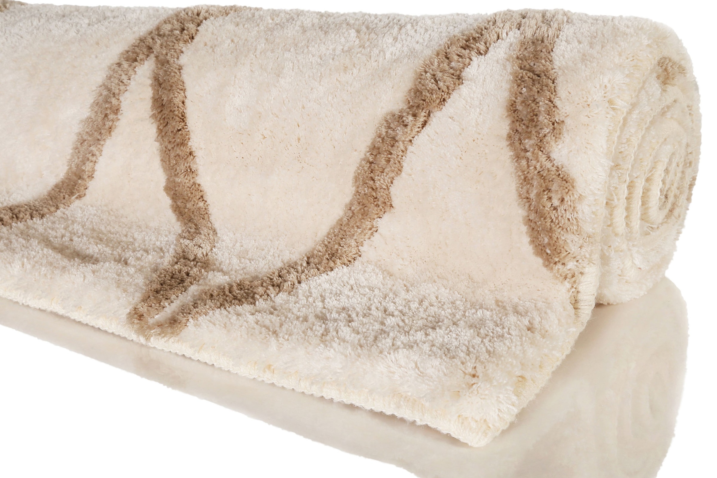 Homie Living Badematte »San Bosa« Höhe 20 mm rutschhemmend beschichtet fussbodenheizungsgeeignet | schnell trocknend Badteppich, modernes Rauten Design, waschbar, Badezimmerteppich