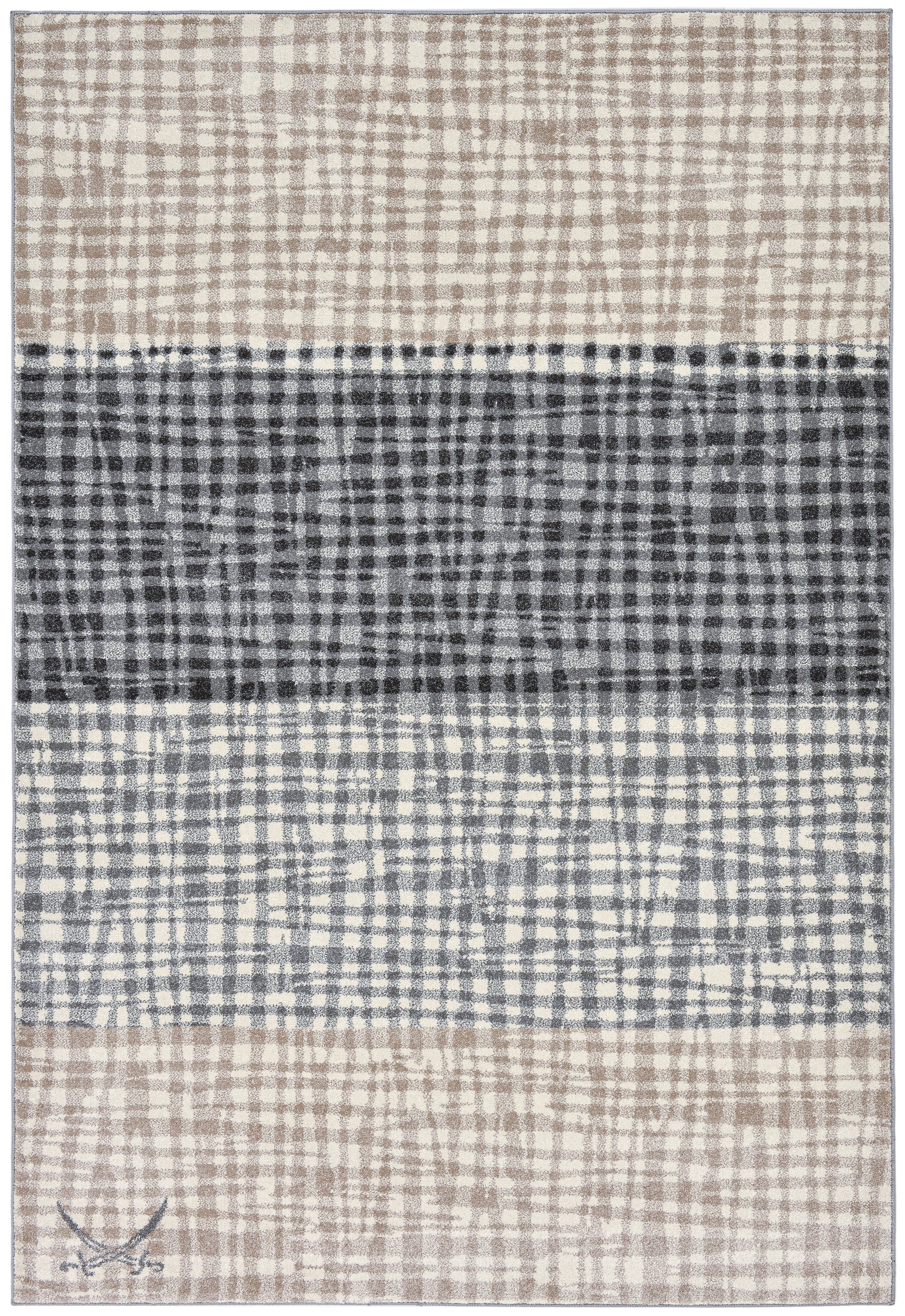 Sansibar Teppich »Heide SA-039« rechteckig 10 mm Höhe modernes Design, gestreift, mit Motiv: gekreuzte Säbel, Wohnzimmer