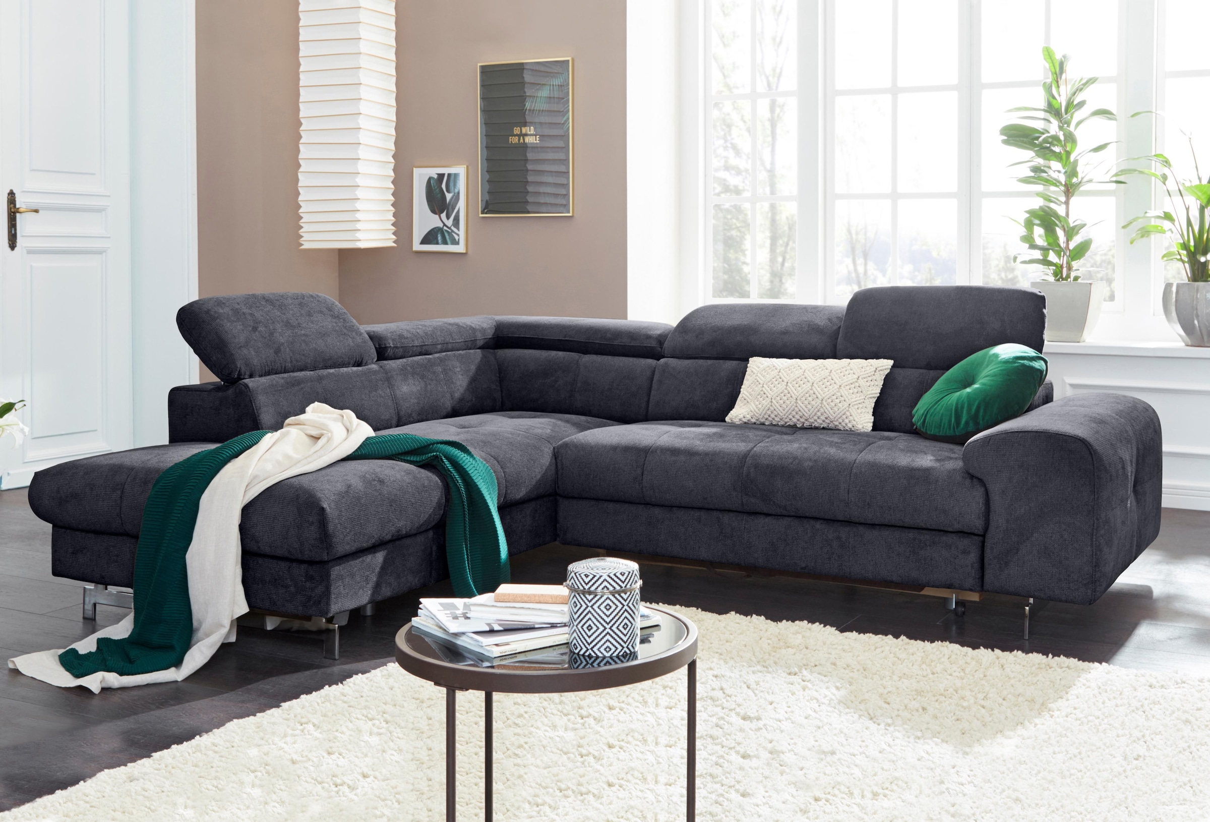 COTTA Ecksofa »Chef L-Form«, mit Kopfteilverstellung, wahlweise mit Bettfunktion & Bettkasten