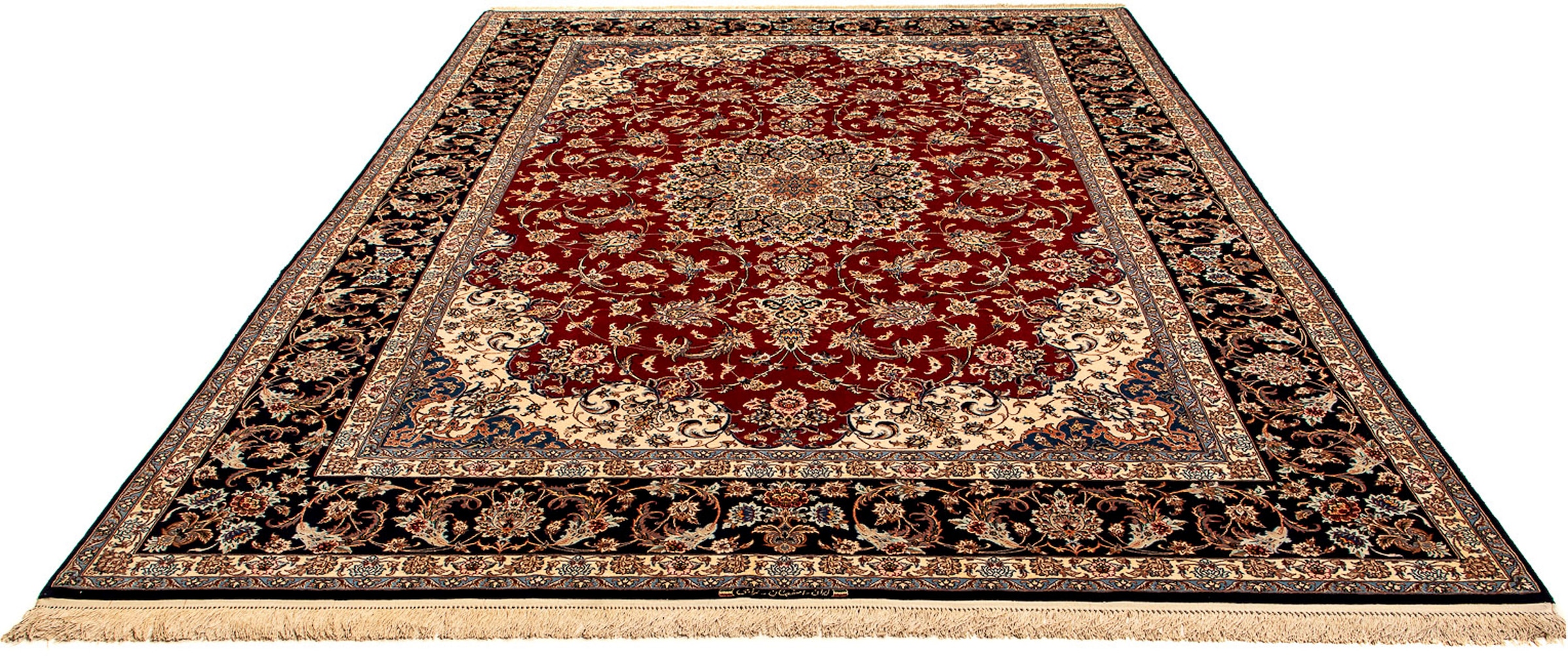 morgenland Orientteppich »Perser à Wohnzimmer, Handgeknüpft, - Zertifikat Isfahan Einzelstück x 250 rechteckig, - 356 Premium - prix mit bas - cm rot«
