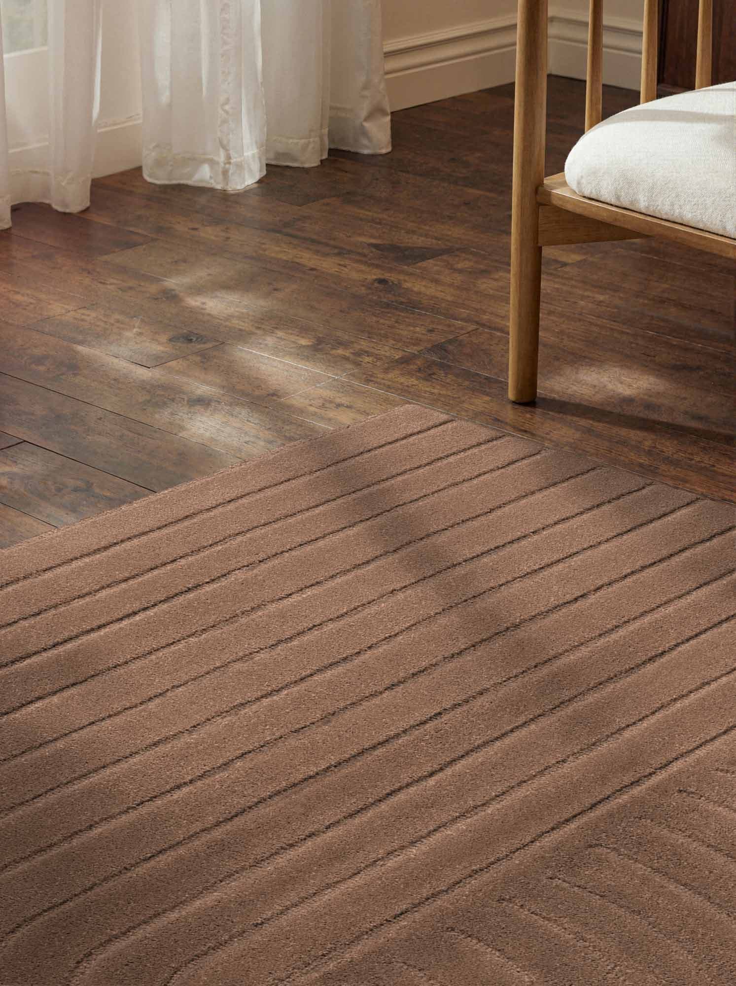 vikosa Wollteppich »Arcura« rechteckig 15 mm Höhe Wolle Handgemacht, Hoch-Tief-Effekt, Geometrisches Linien Wellendesign