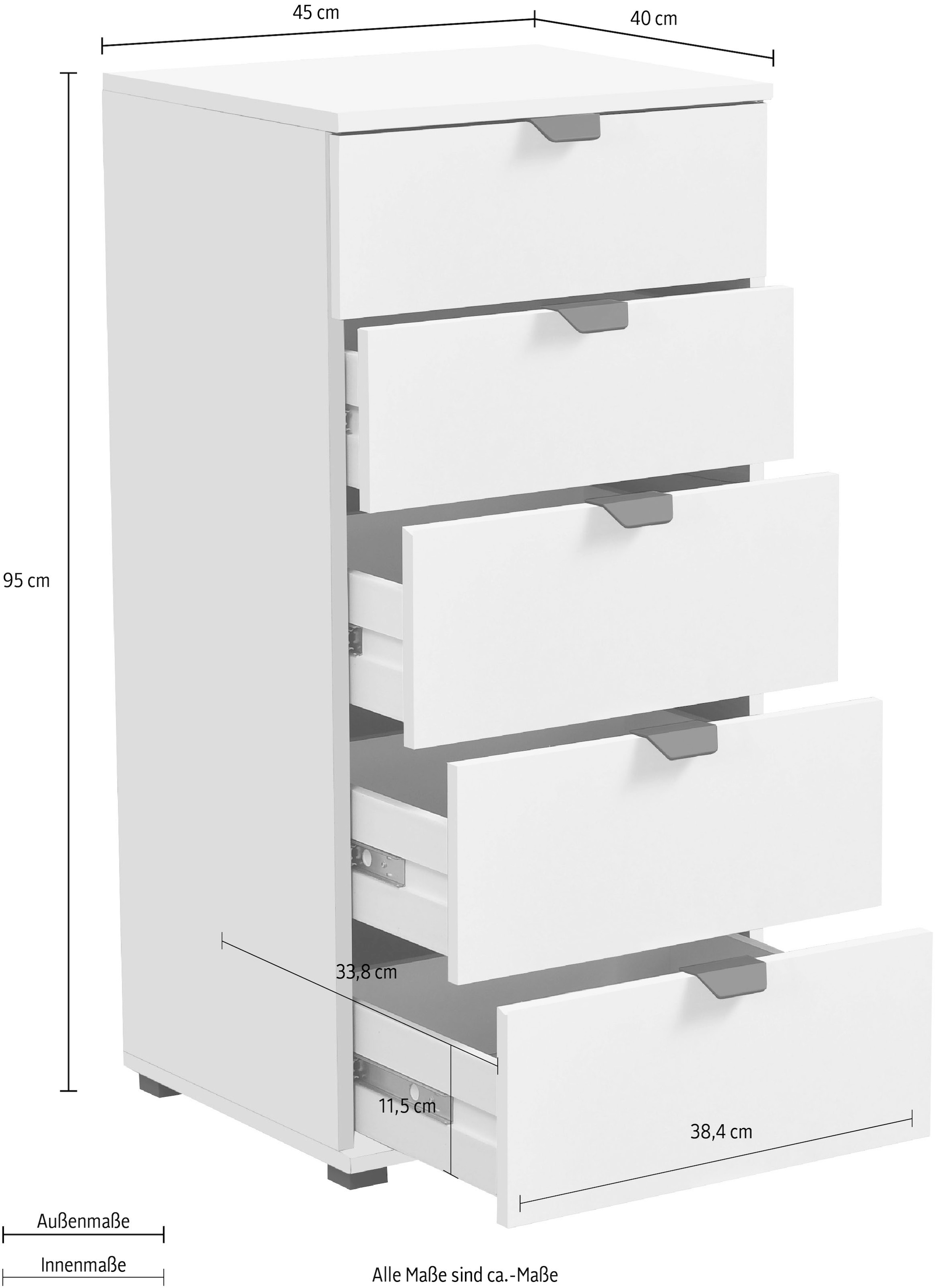 INOSIGN Commode »Duero Schubkastenkommode« mit 5 Schubkästen, Breite ca. 45 cm