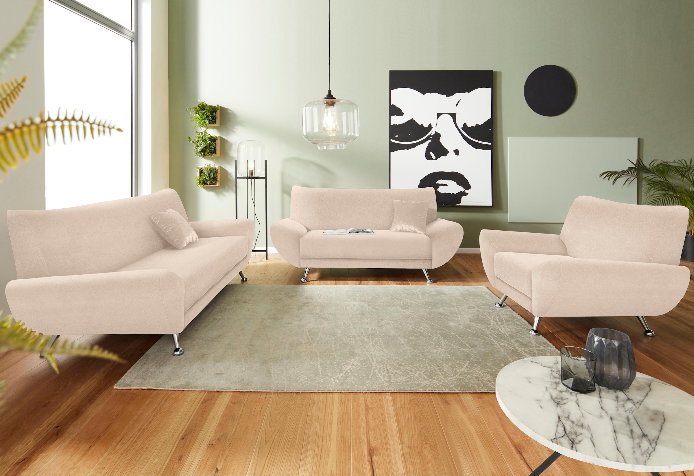Image of Home affaire Polstergarnitur "Saltare elegant & komfortabel, 3-2-1, bequem, Designfuss" 3 Stk. tlg.