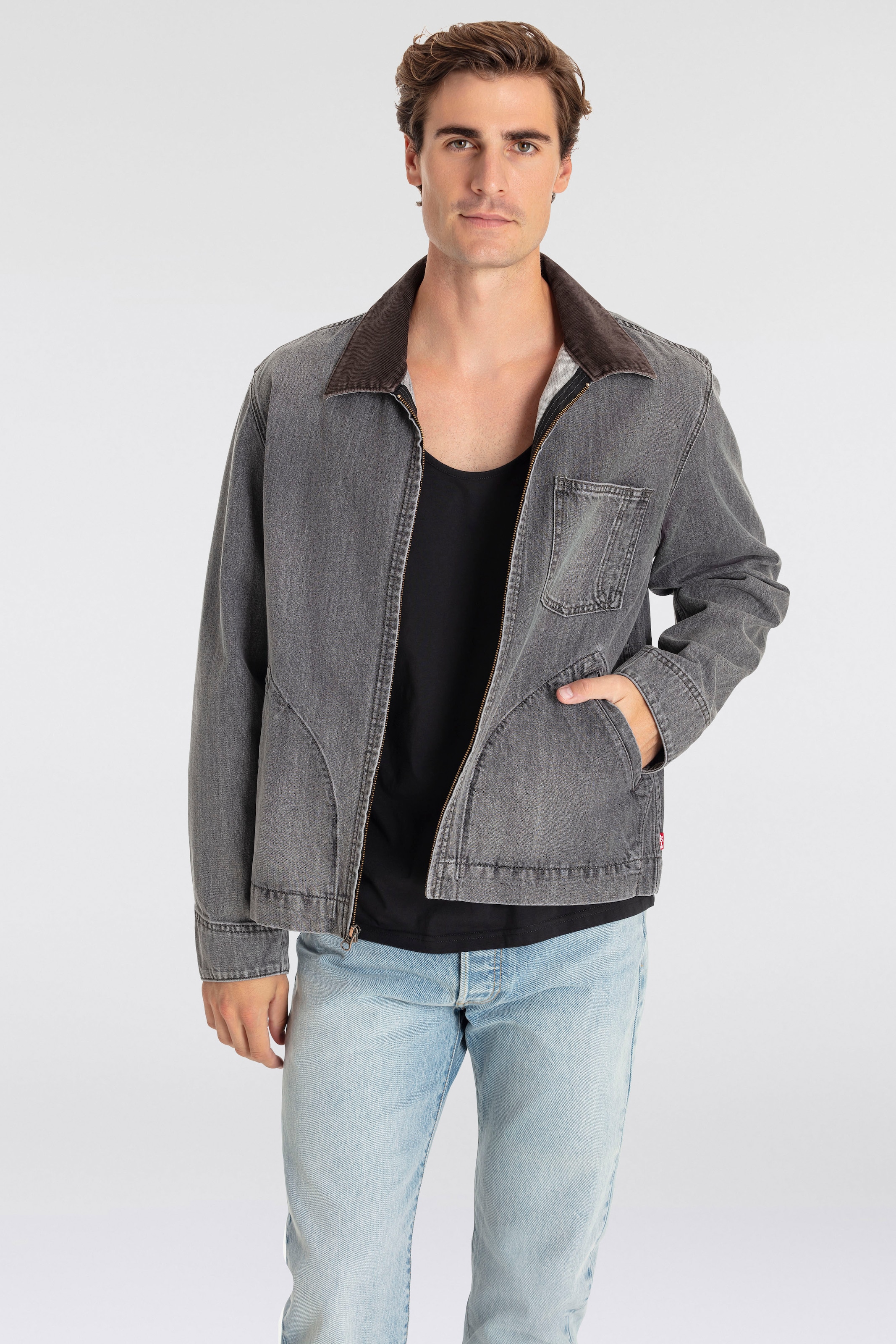 Levi's® Jeansjacke »FULL ZIP MECHANICS TRKR«, mit Zipper und Kragen mit Cordbesatz