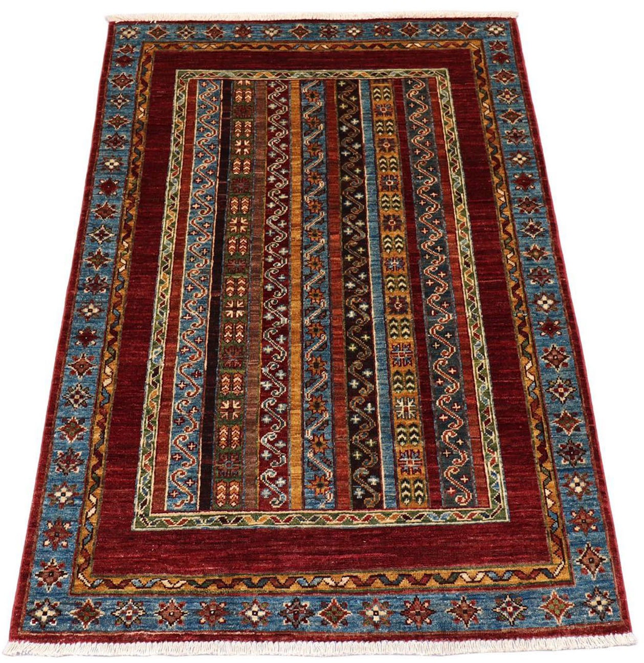 Image of morgenland Wollteppich »Ziegler Streifen Rosso scuro 152 x 105 cm«, rechteckig, 0,6 mm Höhe, Handgeknüpft bei Ackermann Versand Schweiz