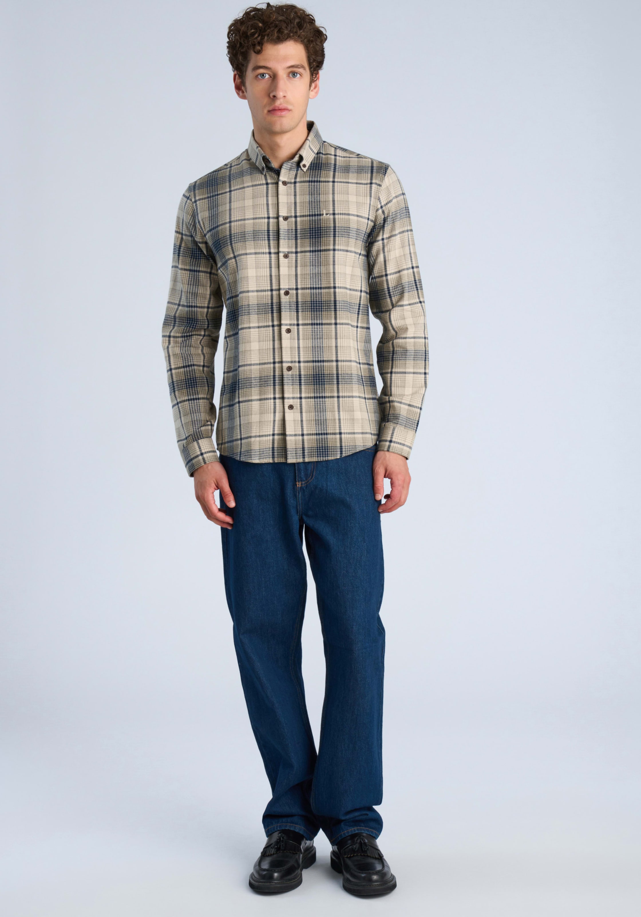 LINDBERGH Karohemd mit Knopfleiste und Button-Down-Kragen / Relaxed Fit
