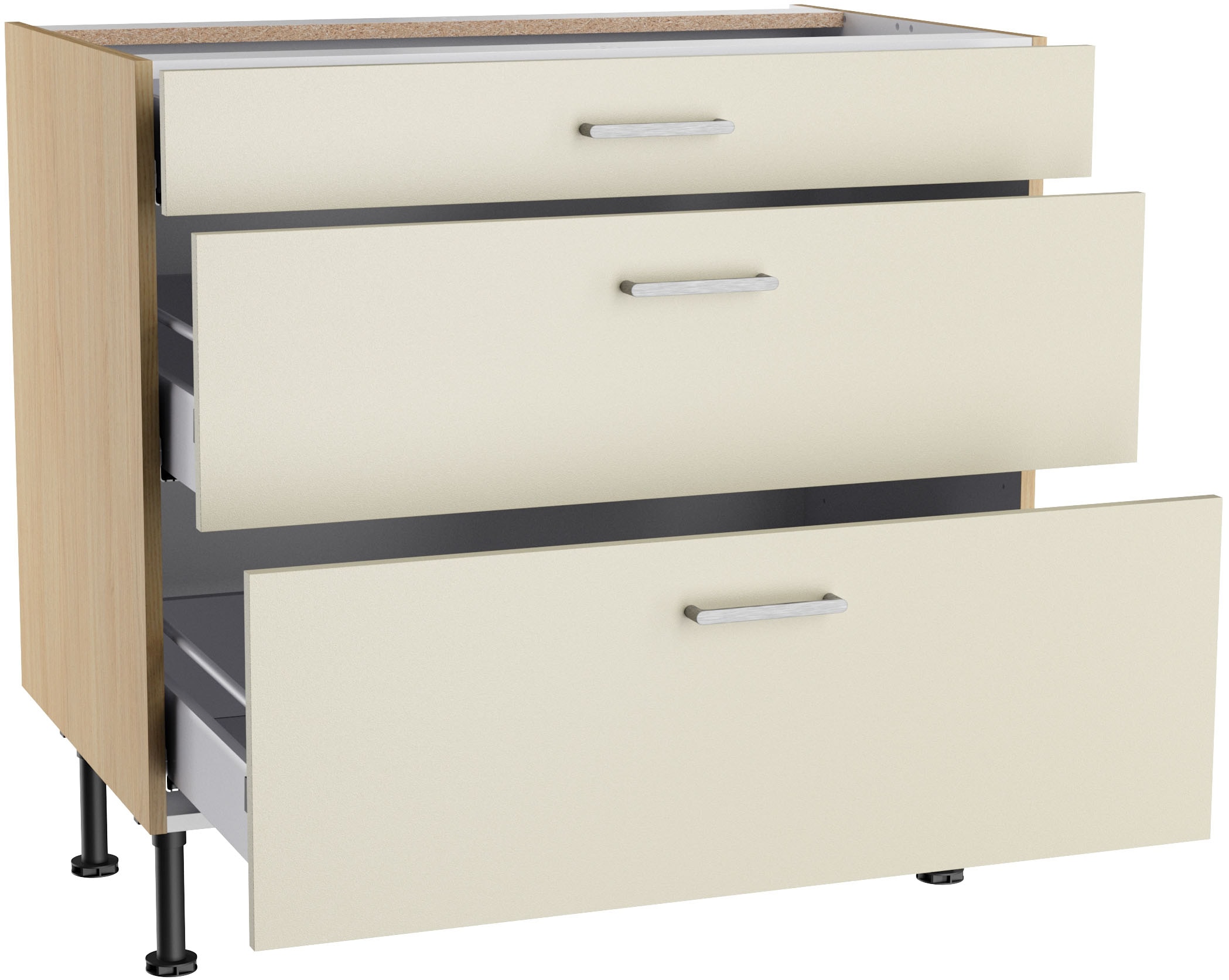 KOCHSTATION Armoire basse »KS-Lucy« Breite 90 cm, 1 Schubkasten, 2 Auszügen, Soft-Close, verstellbare Füsse