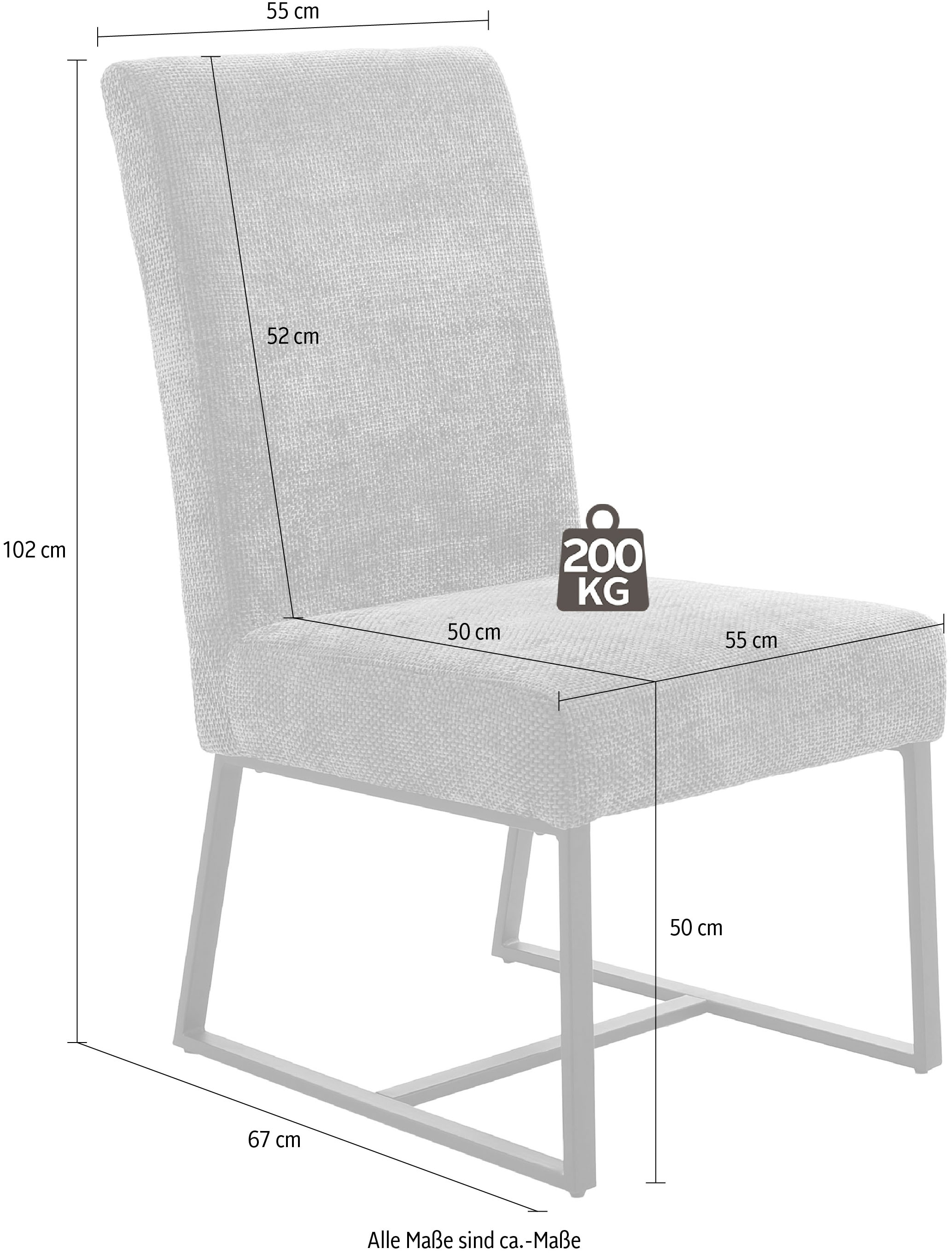 Jockenhöfer Gruppe Chaise à patins »Goliath« (Ensemble) 2 cuischaise à 4 pieds en patin, supporte jusqu'à 200 kg, ressorts ensachés