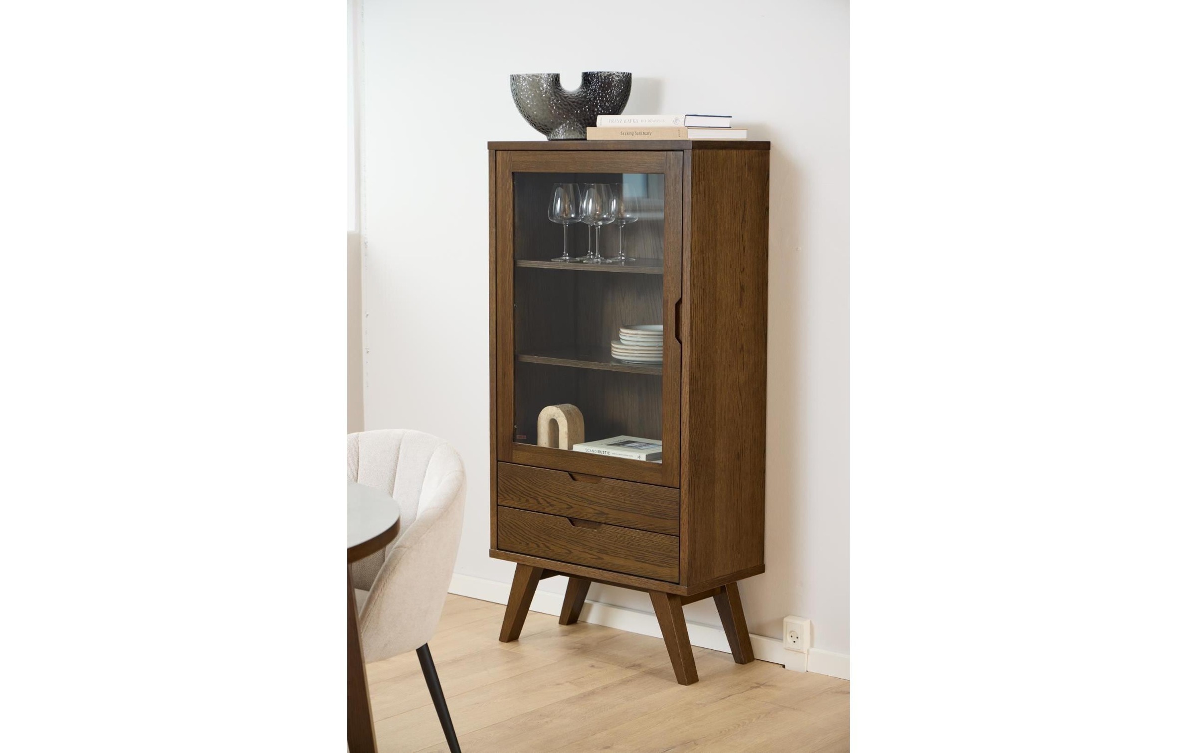 AC Design Vitrine »A-Line 72 x 36 x 145 cm« Skandinavische Vitrine mit weiss pigmentiertem Eichenfinish