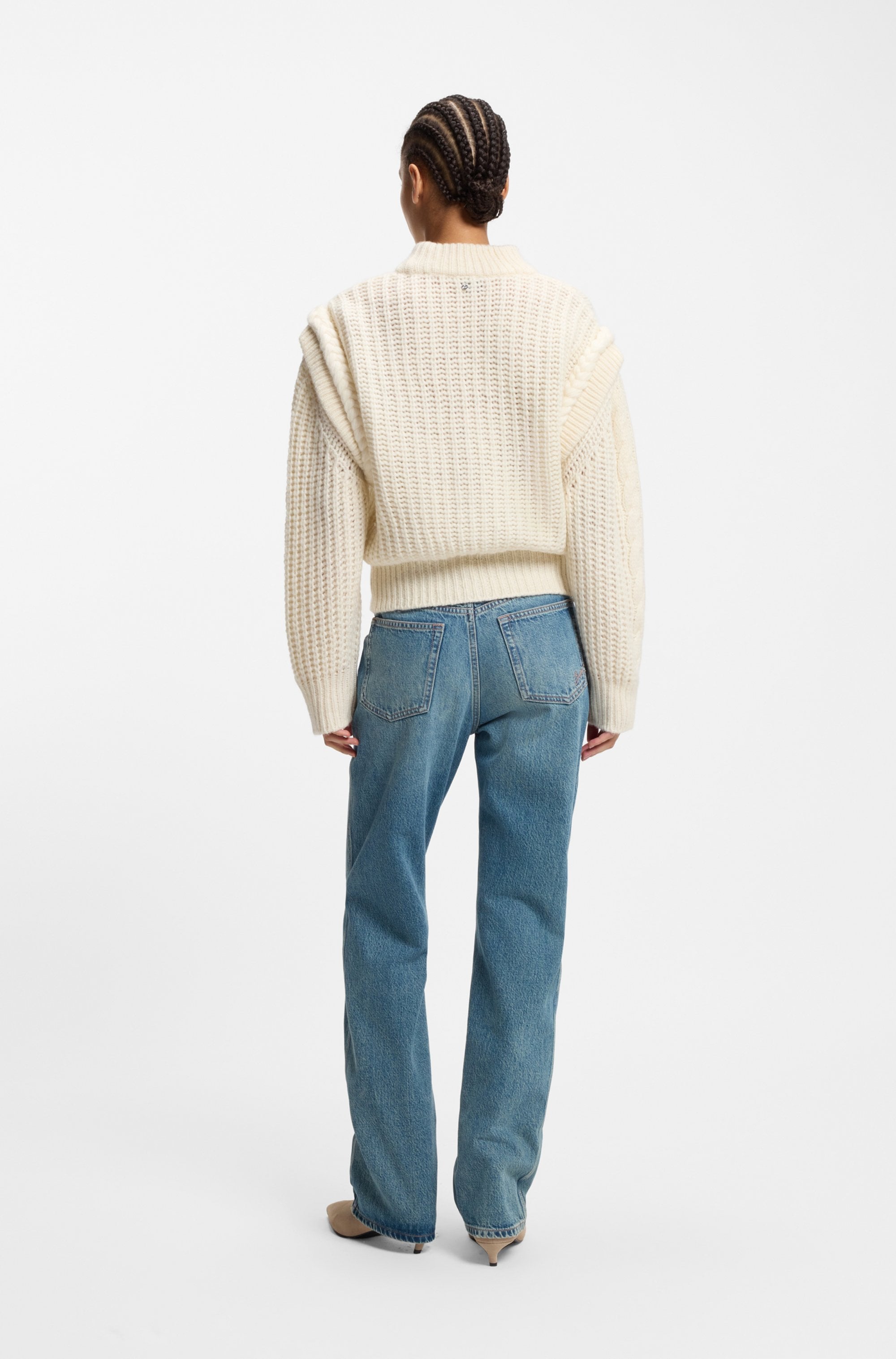 BOSS ORANGE Pull en tricot »Fasta Premium Damenmode« mit Stehkragen, Alpaka-Wolle