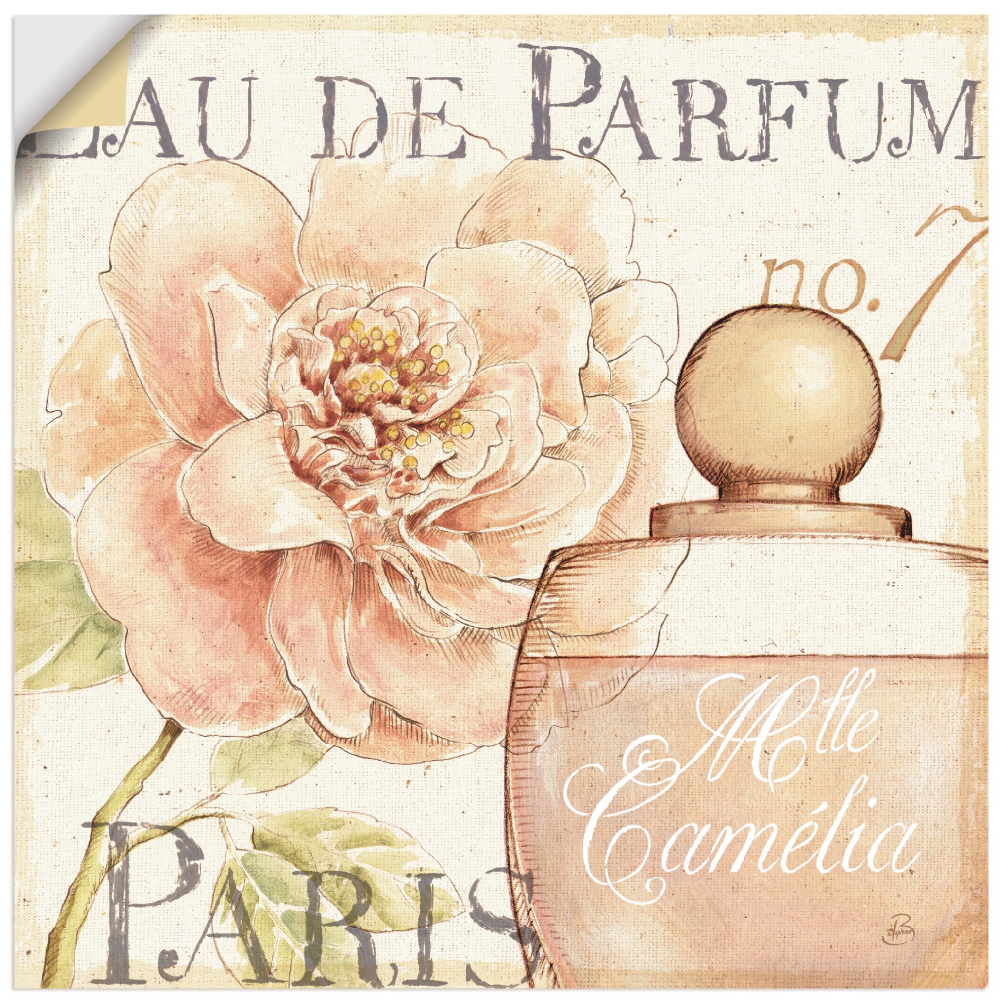 Image of Artland Wandbild »Blumen und Parfum II«, Schilder, (1 St.), in vielen Grössen & Produktarten -Leinwandbild, Poster, Wandaufkleber / Wandtattoo auch für Badezimmer geeignet bei Ackermann Versand Schweiz