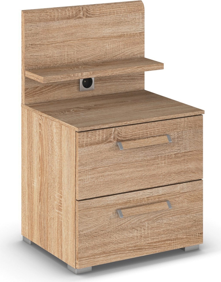 Image of rauch Nachtkommode "Nachttisch Nachtkonsole Kommode EVELYN" inkl. SOFT-CLOSE-FUNKTION, in elegantem Stil 2 Schubladen Paneel mit Steckdose MADE IN GERMANY