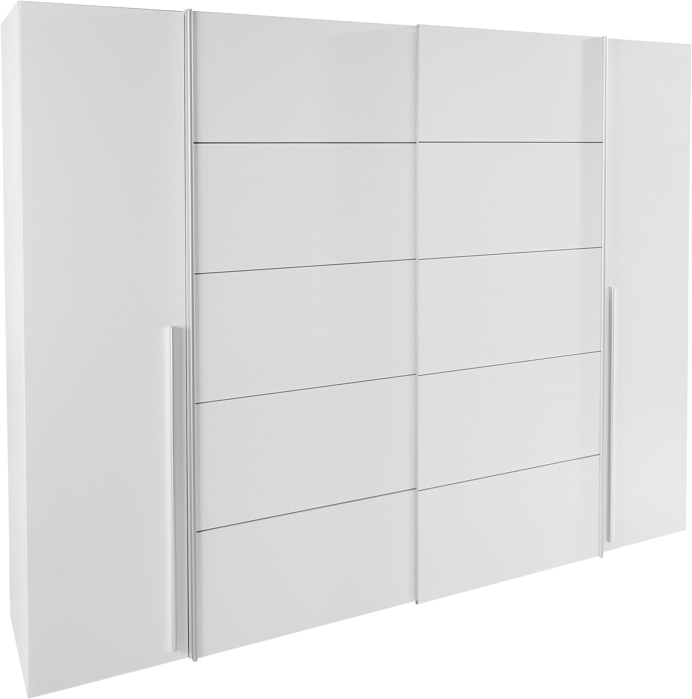 FORTE Armoires à vêtements »Narago, Kombischrank, modernes Design« L/H/P env. 270/210/61 cm, aussi avec équipement premium,  Combinaison de portes coulissantes avec portes latérales battantes, Fabriqué en Europe