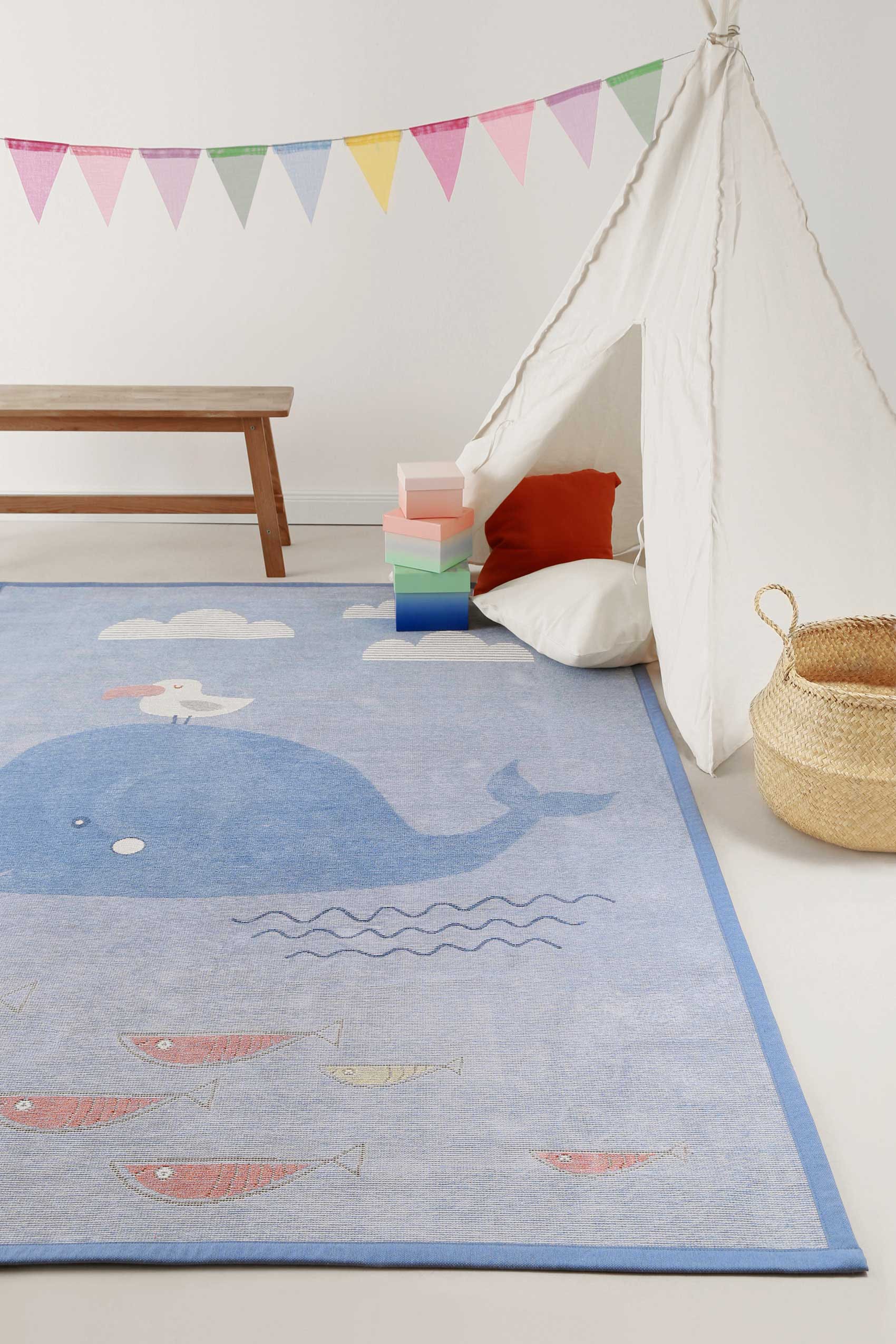 Esprit Kinderteppich »Whale Buddy ESP-005«, rechteckig, Wendeteppich, Tiermotiv oder Sternenhimmel, Kinderzimmer