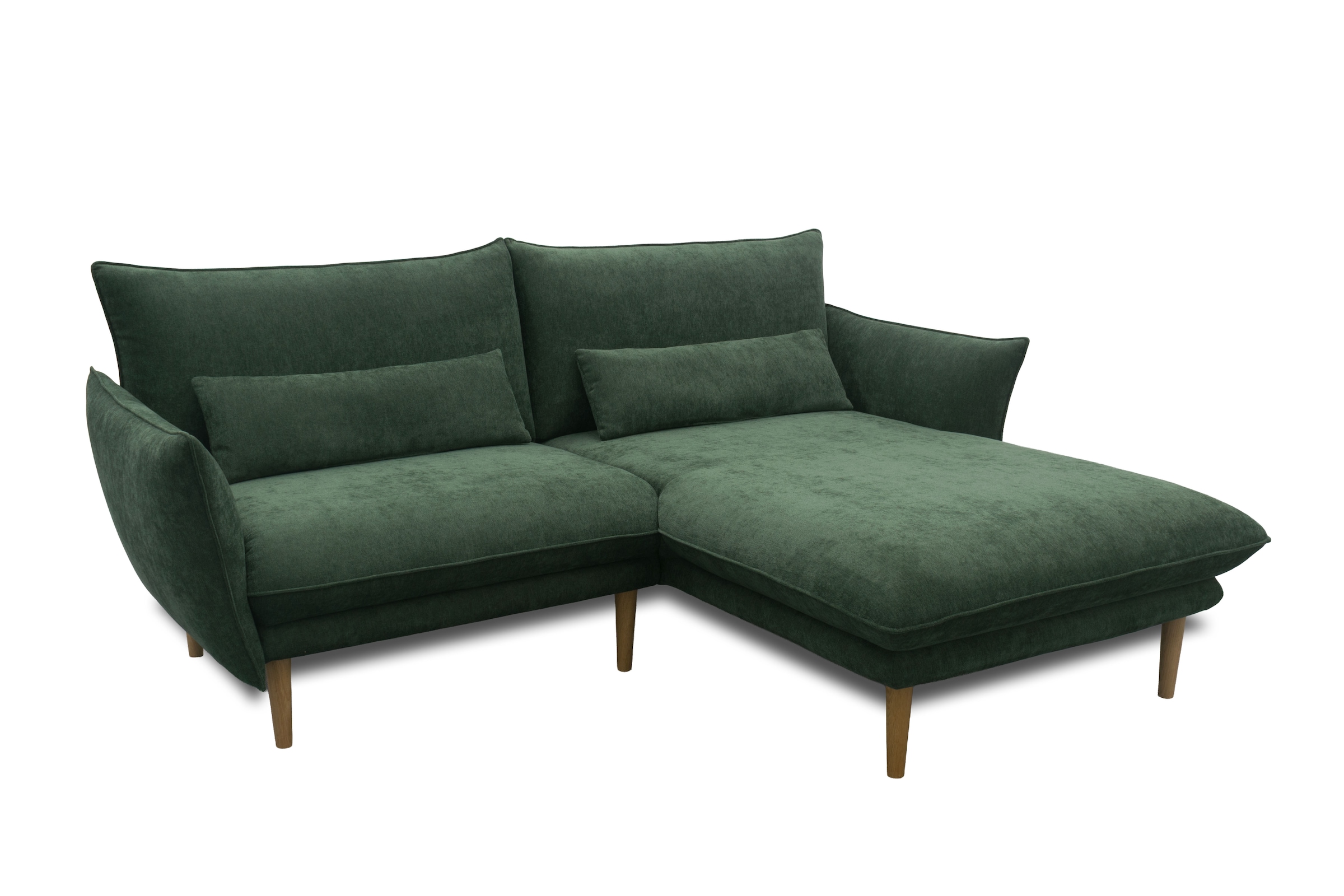 DOMO collection Ecksofa »Leuven kompakte Stellmasse, Breite 200 cm, schmale Armlehnen, L-Form« angenehm feste Polsterung, bodenfrei, 19 cm hohe Holzfüsse