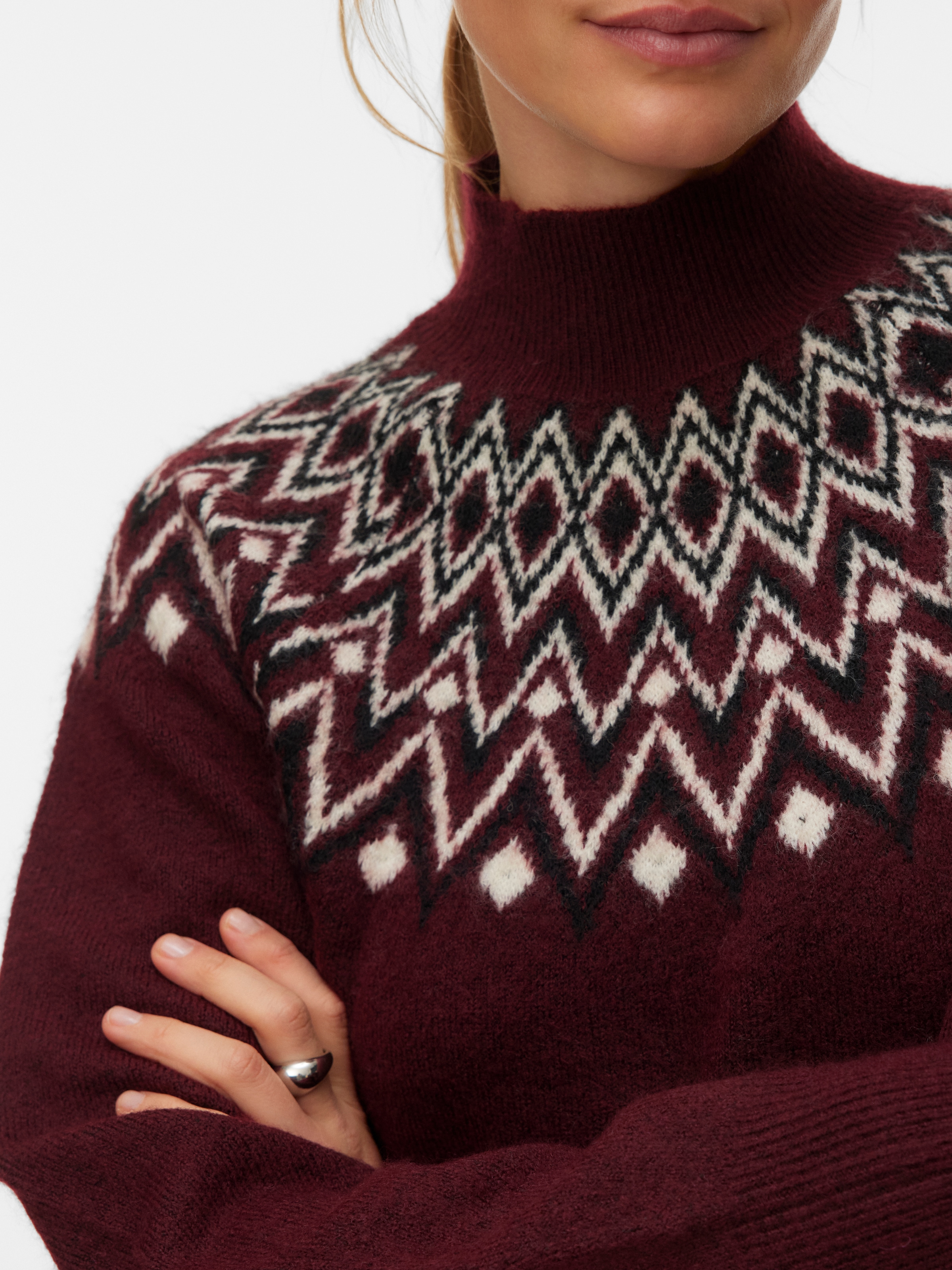 Vero Moda Strickpullover »VMKARLA LS HIGHNECK PULLOVER BOO« Materialmix