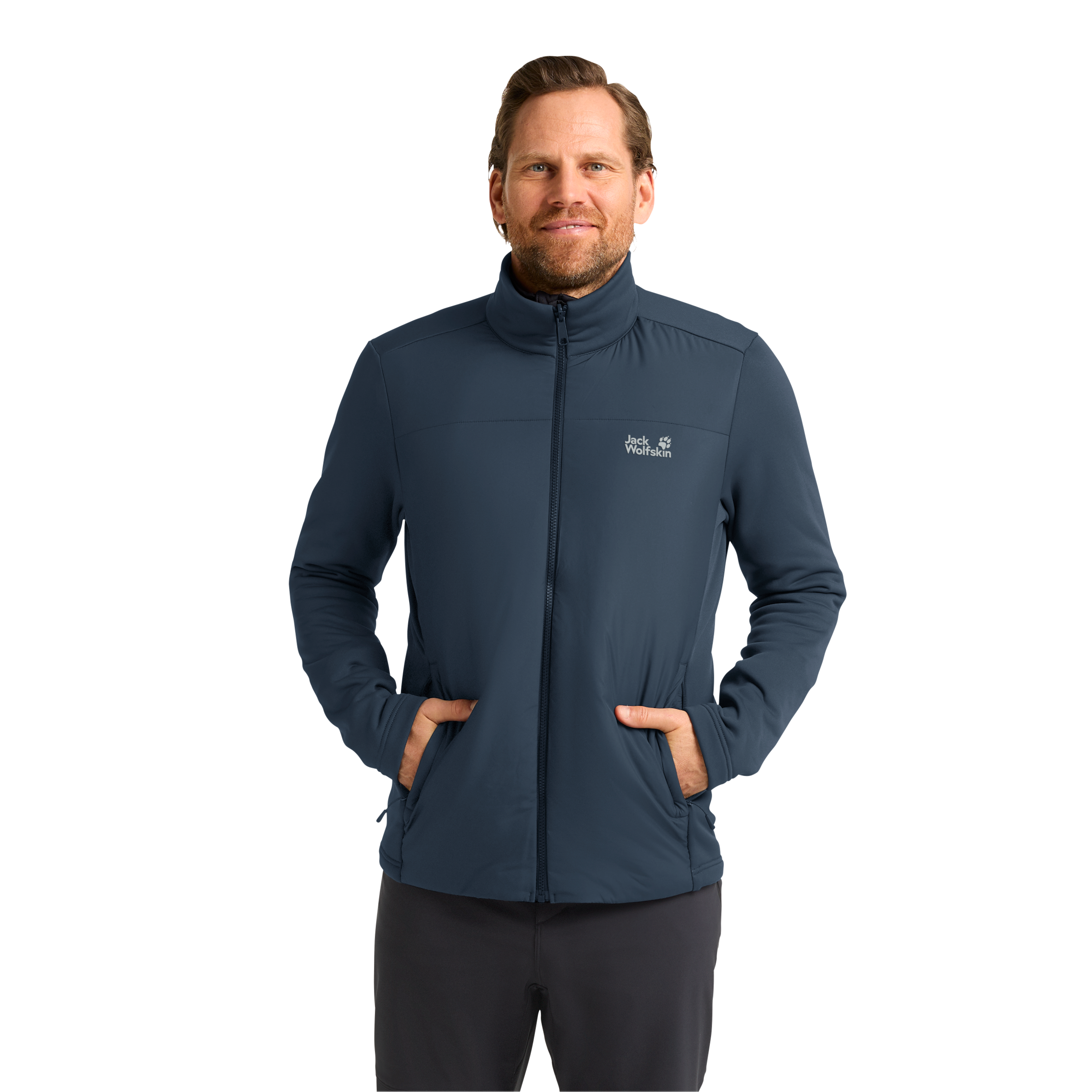 Jack Wolfskin Veste fonctionnelle 3 en 1 avec capuche avec capuche à cordon élastique réglable, imperméable, coupe-vent
