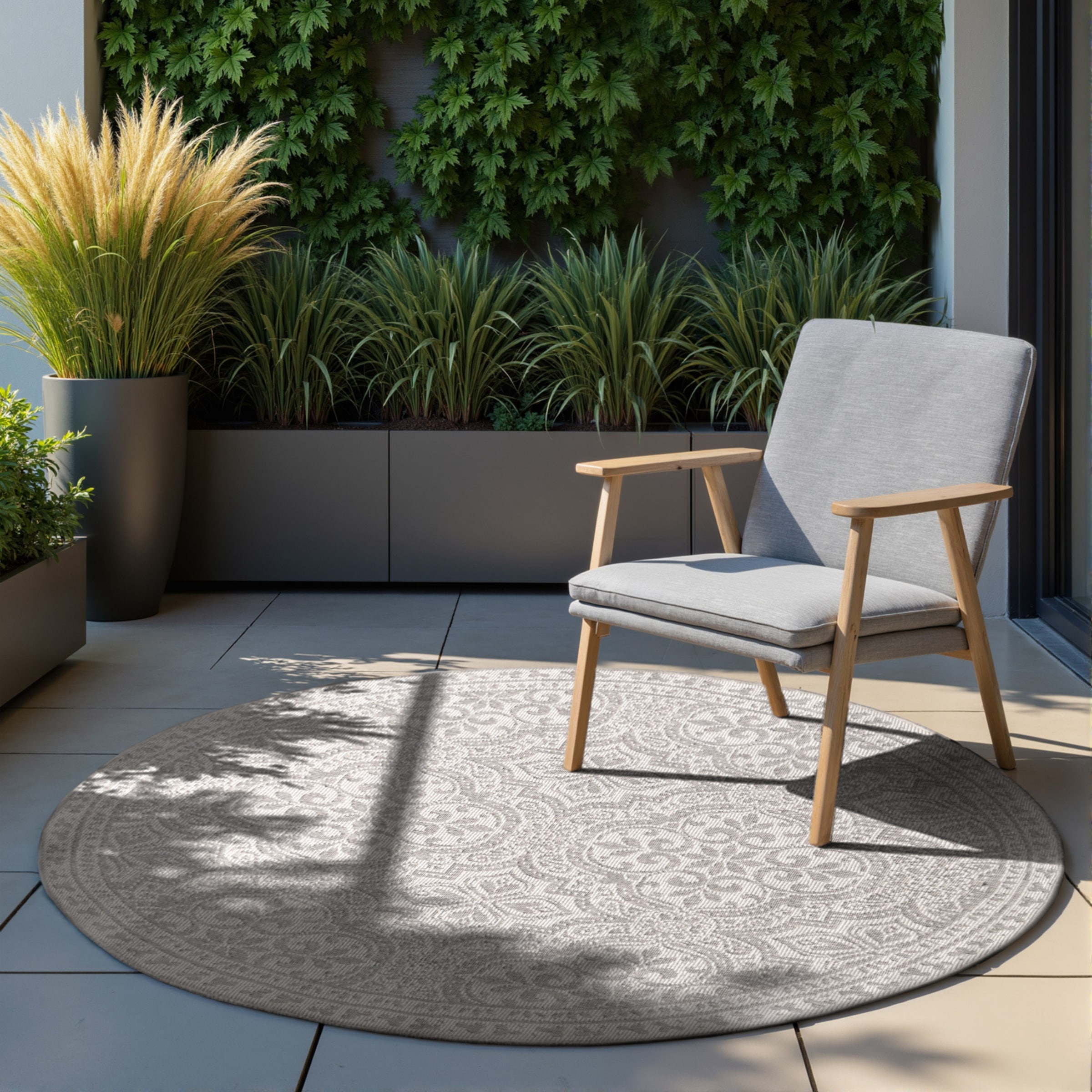 Image of HANSE Home Outdoorteppich "Rosel Wendetppich" rund 5 mm Höhe In und Outdoor, Flachgewebe, wetterfest, pflegeleicht, robust