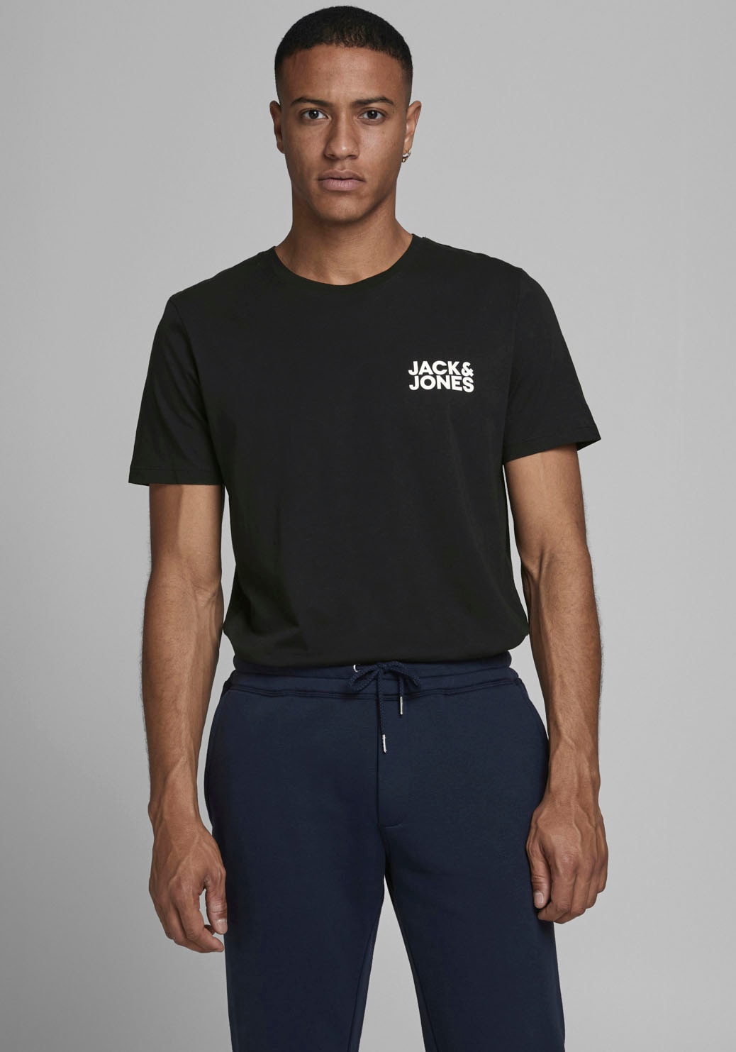 Image of Jack & Jones T-Shirt "JJECORP Herren-Tee mit figurbetonter Silhouette" bedruckt, modisch, schmal, Baumwolle, Rundhals
