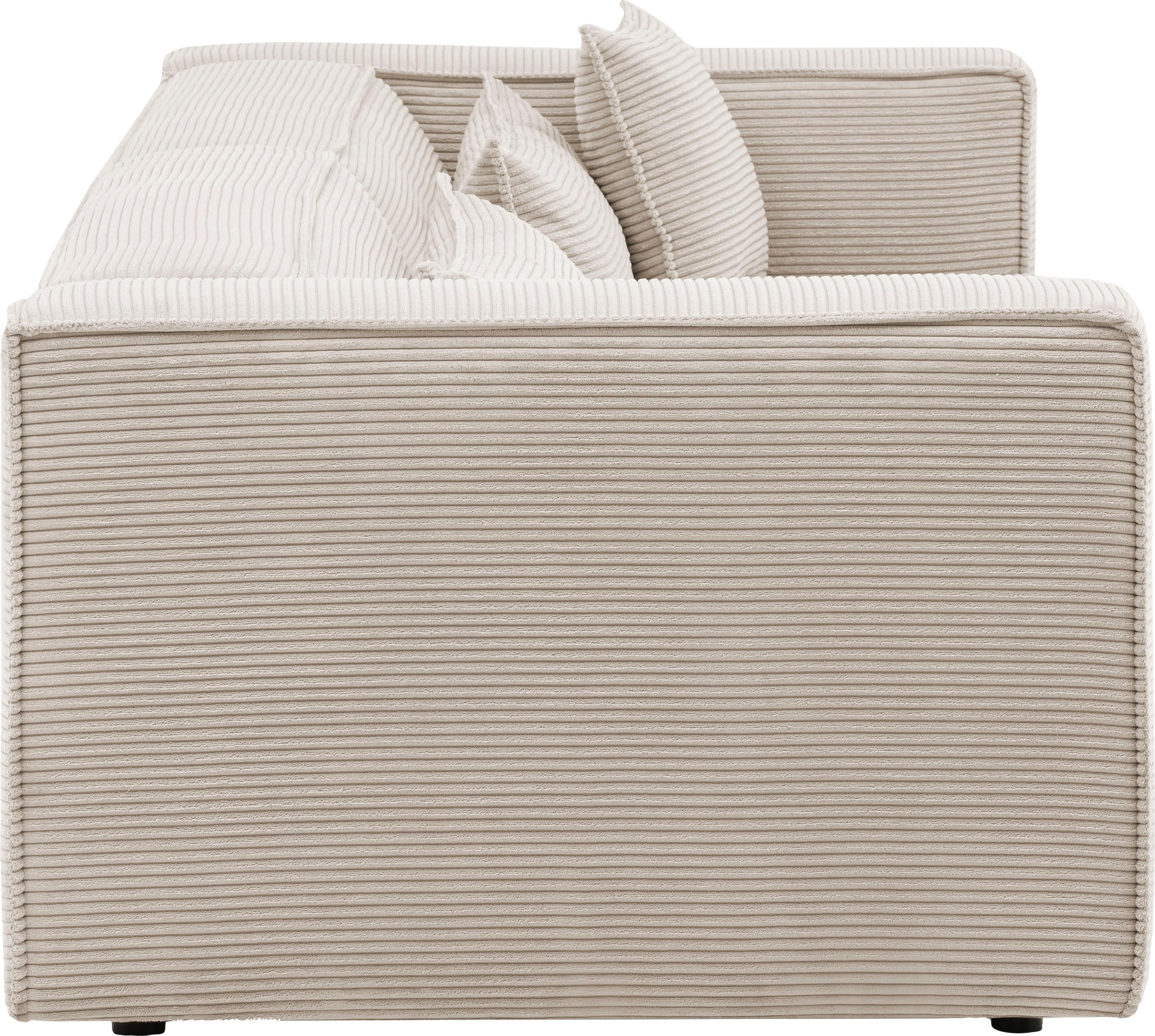 LeGer Home by Lena Gercke 3-Sitzer »PIARA, Couch mit Kedernaht, Sofa in Cord oder Leinenoptik«, schwarze Füsse, bequemer Sitzkomfort
