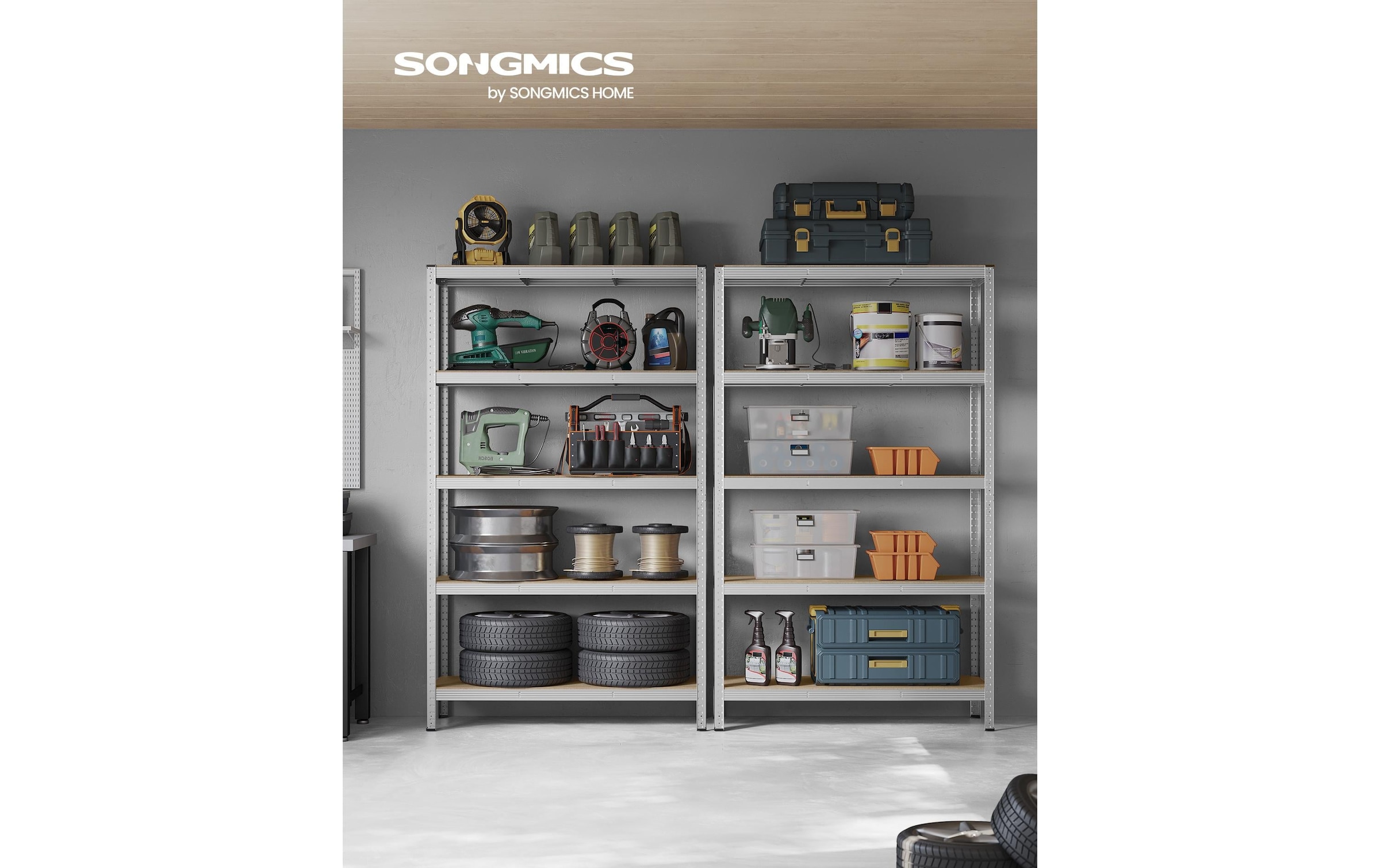 SONGMICS Regal »Songmics Regal 5 Ablagen Silberfarben«