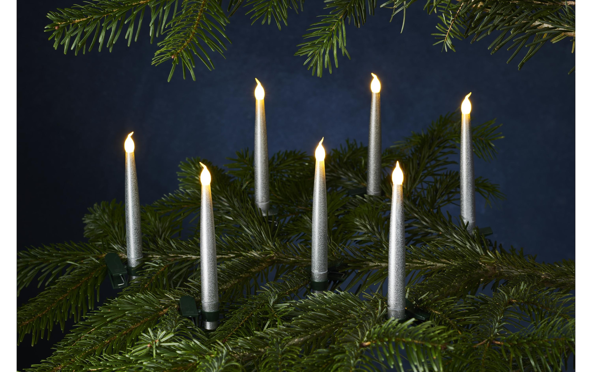 Christbaumkerzen »LED-Kerze Caroline 10er Set silber«, 10 St.-flammig, Inhalt 10...