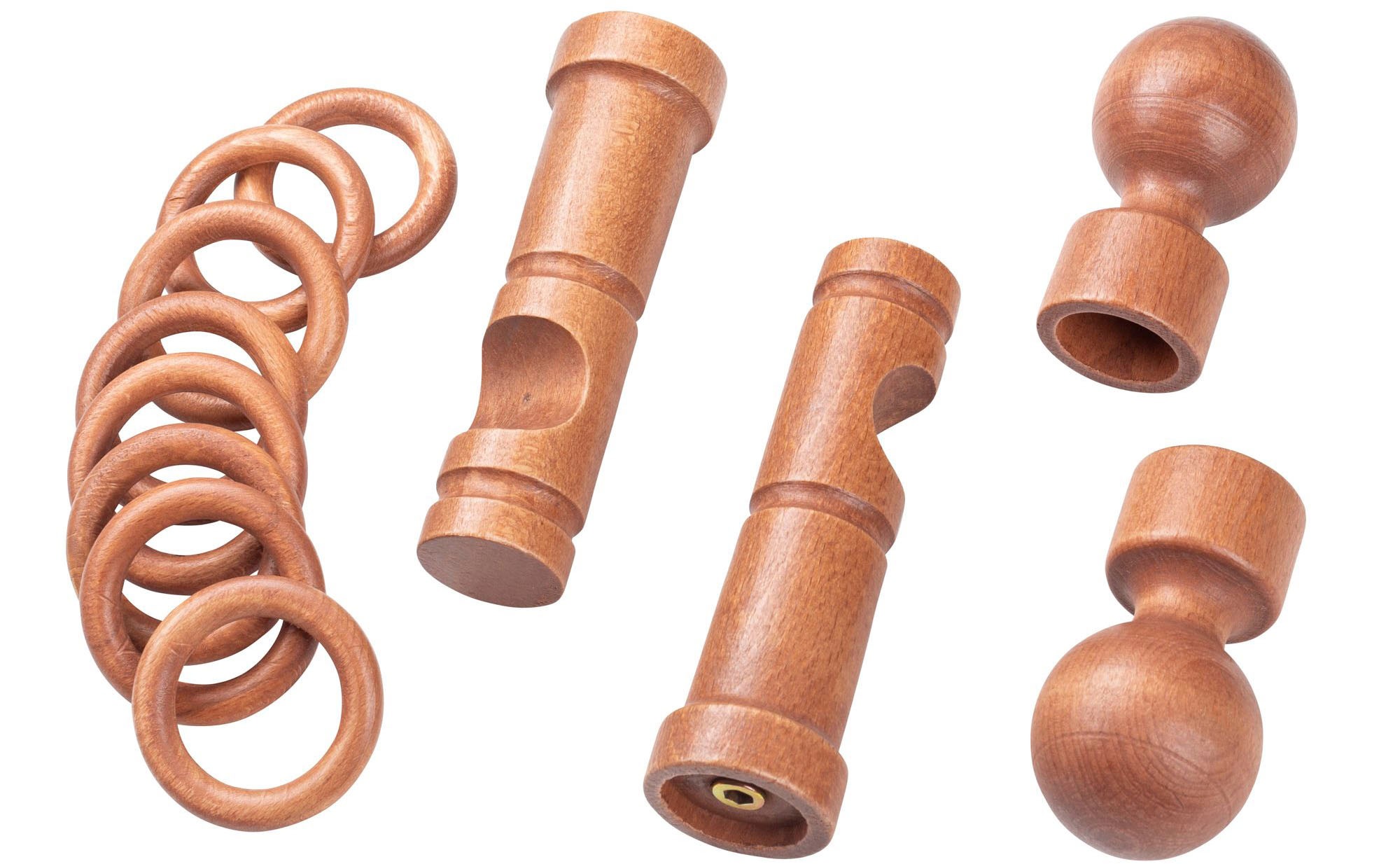 SN DECO GROUP Gardinenstange »Giro«, 1 läufig-läufig, Fixmass, 28 mm, Holz, verschiedenen Längen und Farben, Komplettset