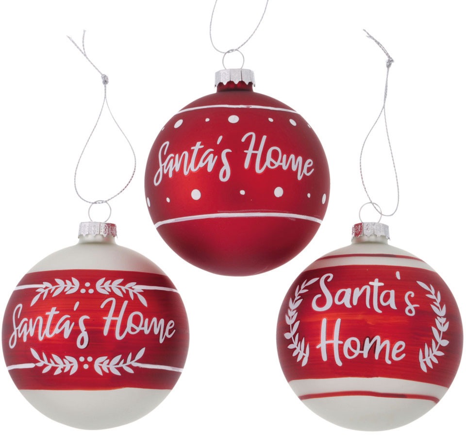 Image of BOLTZE Weihnachtsbaumkugel »Santa´s Home«, (Set, 3 St.), mit Schriftzug, Ø ca. 8 cm bei Ackermann Versand Schweiz
