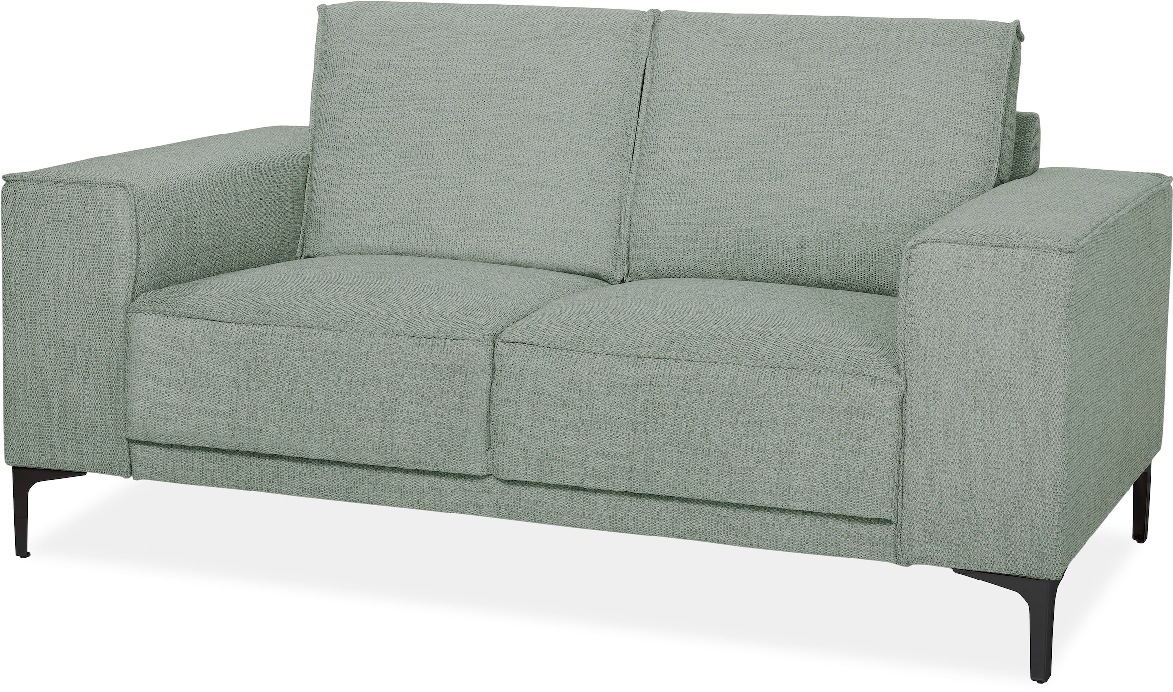 Places of Style 2-Sitzer »Kompaktsofa Oland, Struktur, Flachgewebe, Luxus-Microfaser, Boucle«, 164 cm, Wellenunterfederung, Skandi-Design, Metallfüsse