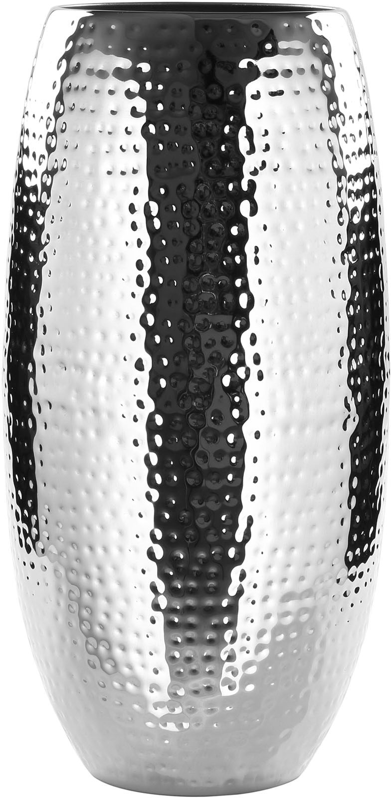 Image of Fink Dekovase "AFRICA" Tischvase aus Metall, vernickelt, gehämmert, Höhe 40 cm x Ø 21 cm