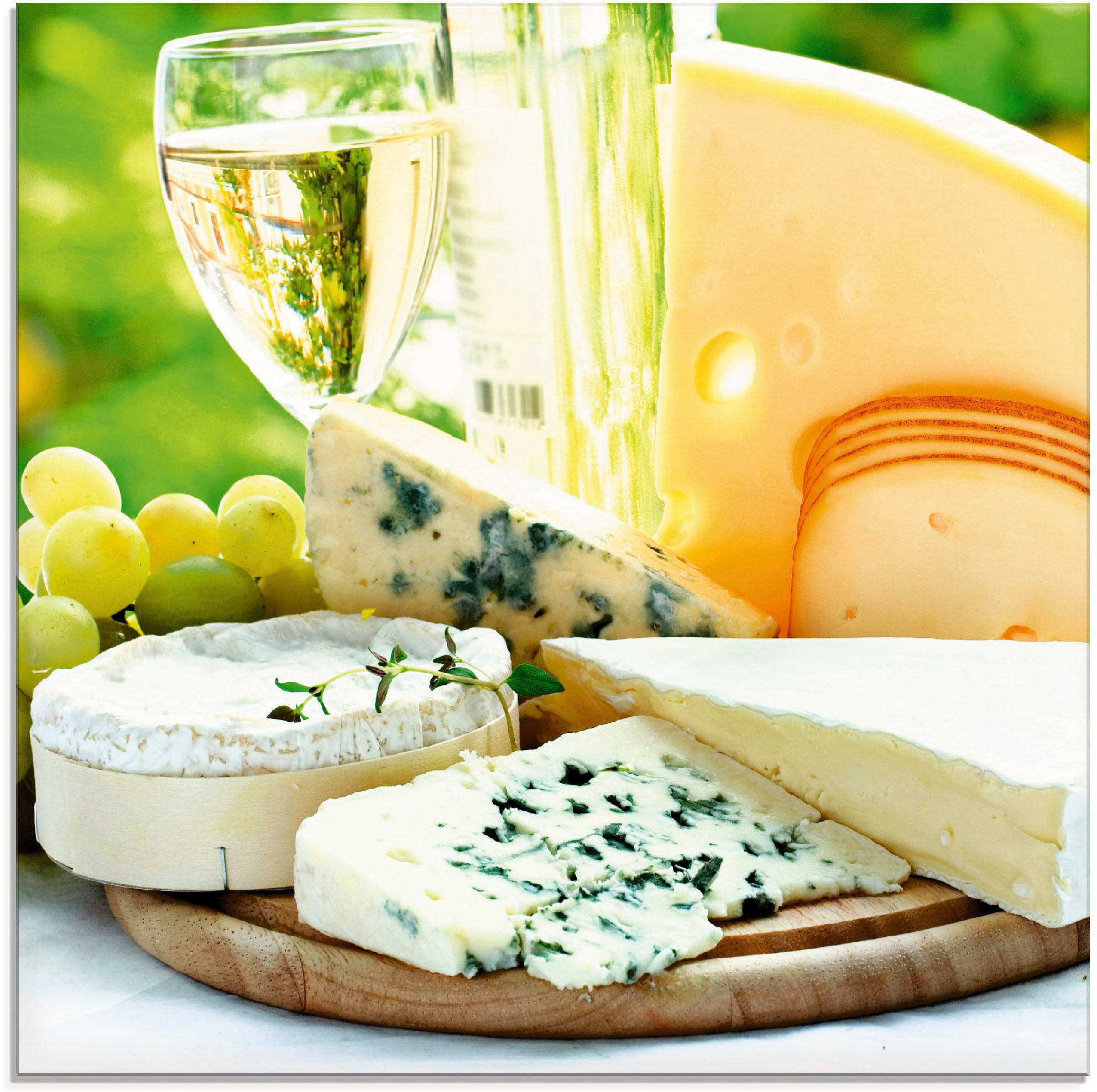 Image of Artland Glasbild "Käse & Wein" Lebensmittel 1 Stk. tlg. in verschiedenen Grössen