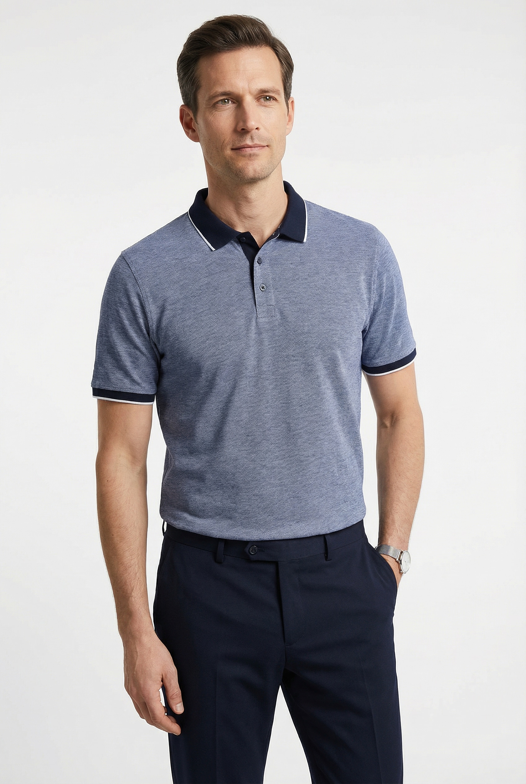 Image of MARVELIS Poloshirt meliert, leicht tailliert