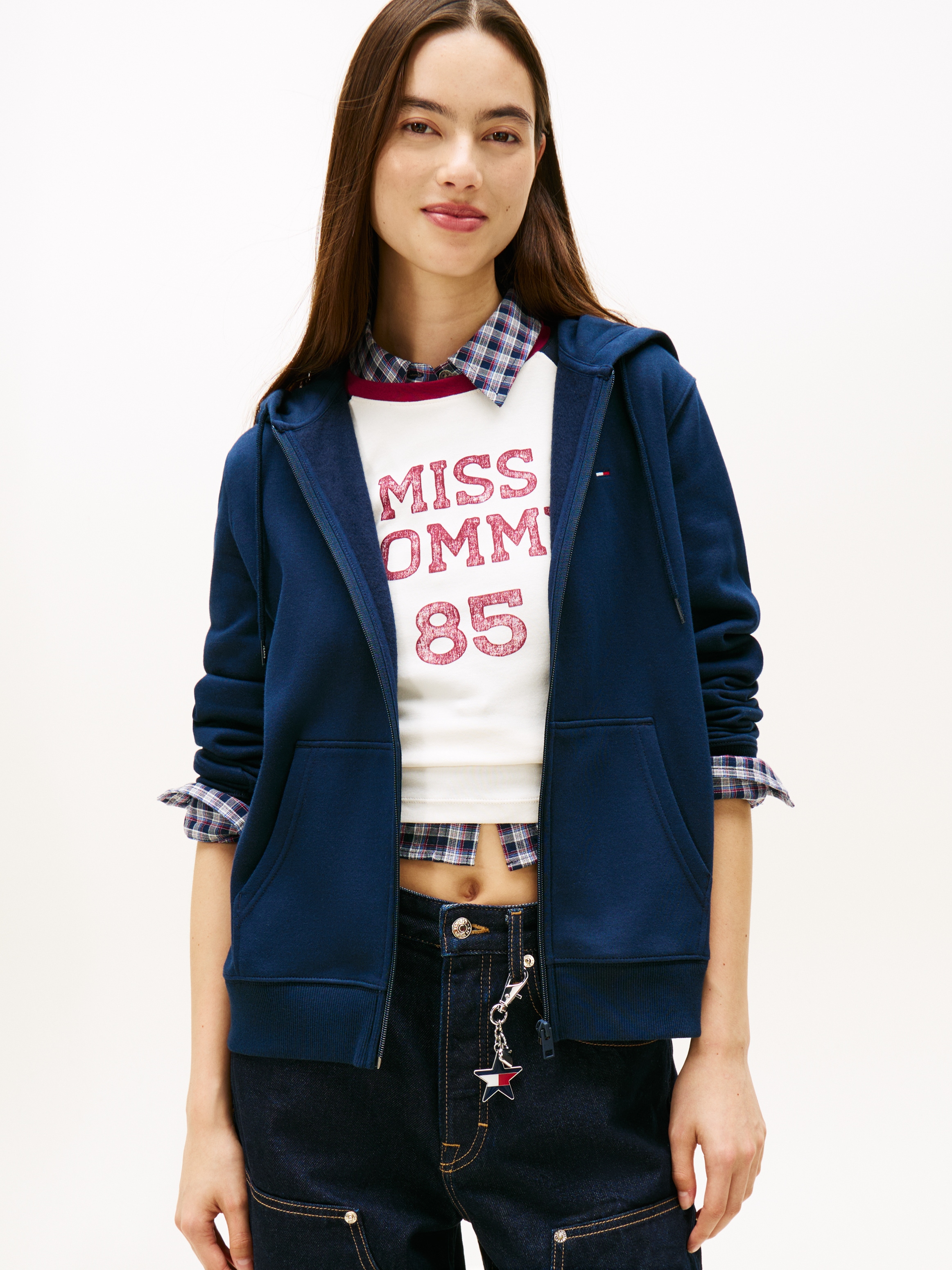Image of Tommy Jeans Sweatjacke "TJW REG S FLAG ZIP THRU" mit Logostickerei