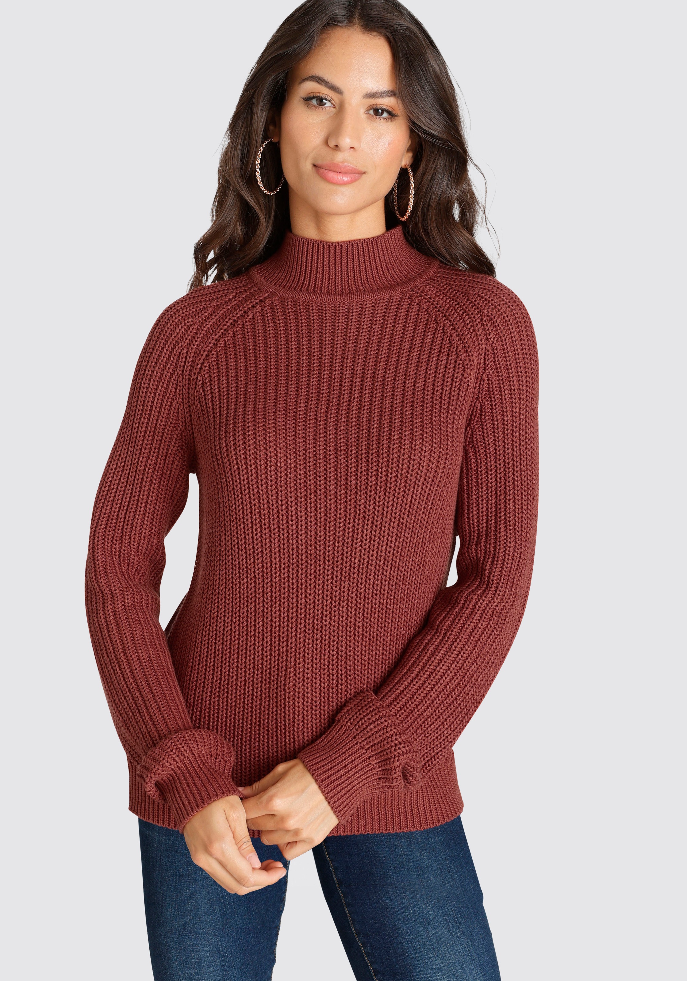Image of Laura Scott Strickpullover aus Grobstrick mit Stehkragen