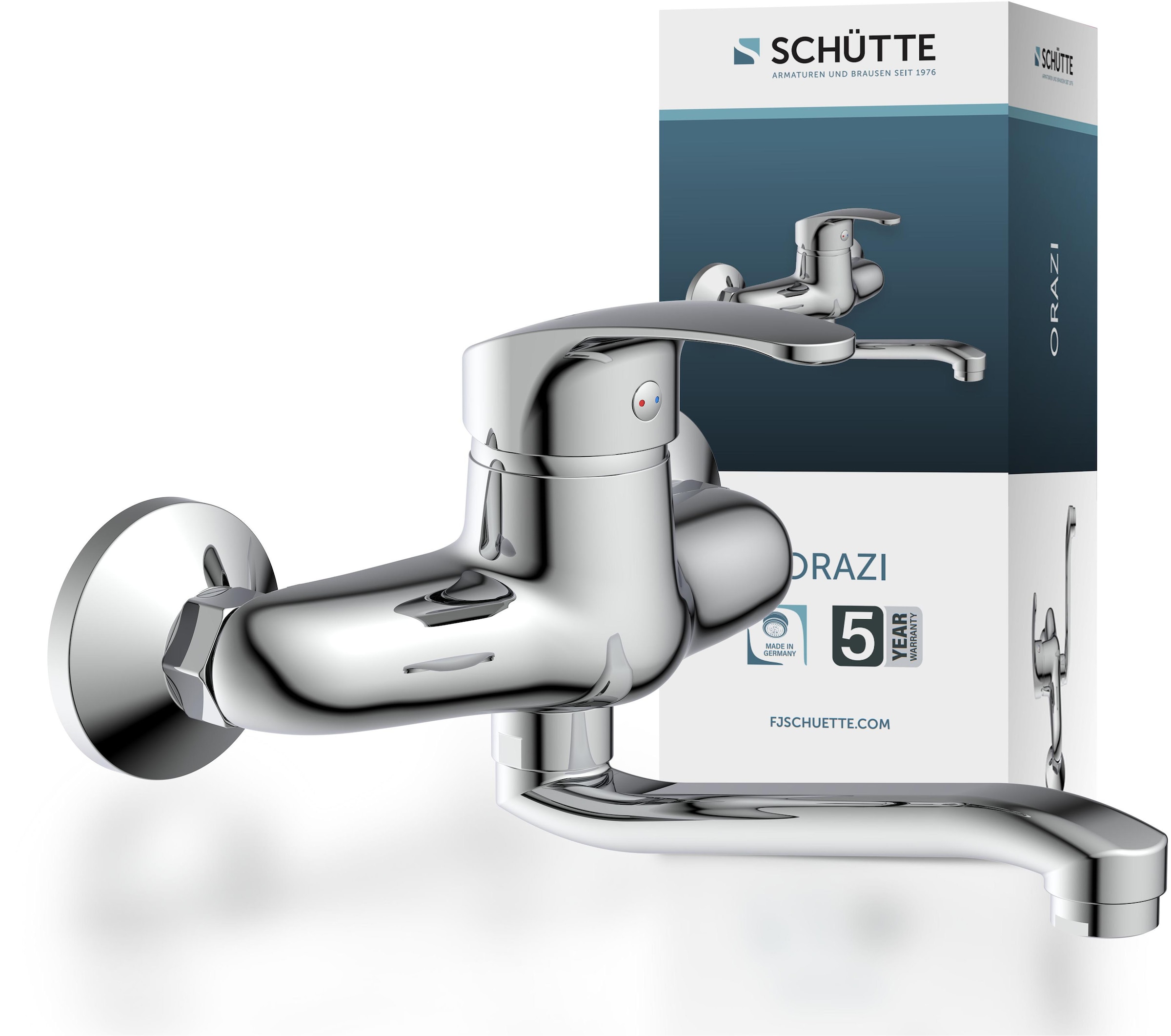Image of Schütte Spültischarmatur "ORAZI" schwenkbarer Wasserhahn Küche für Wandmontage