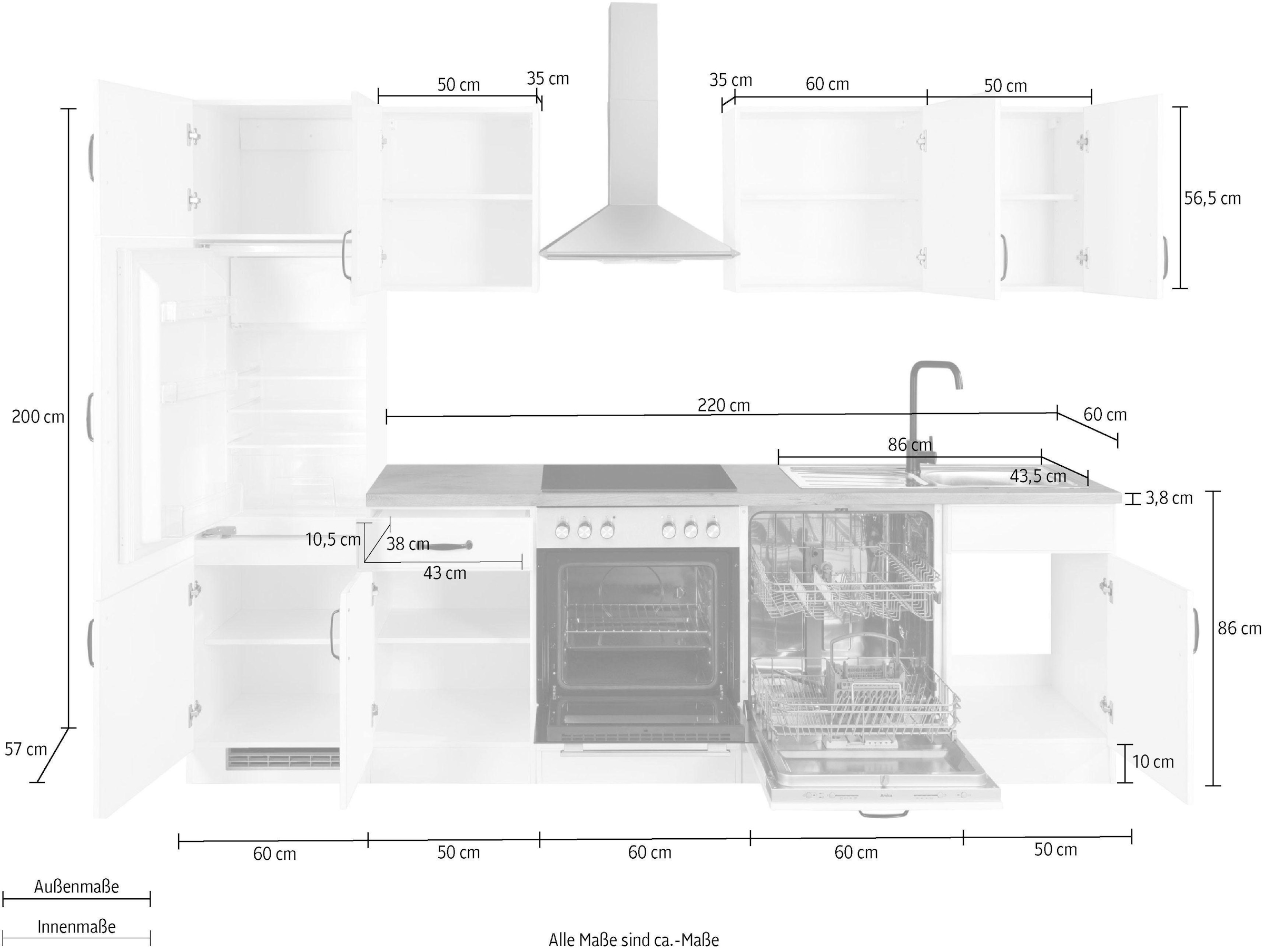 wiho Küchen Küchenzeile »Erla«, jetzt 280 ohne cm kaufen E-Geräte, Breite