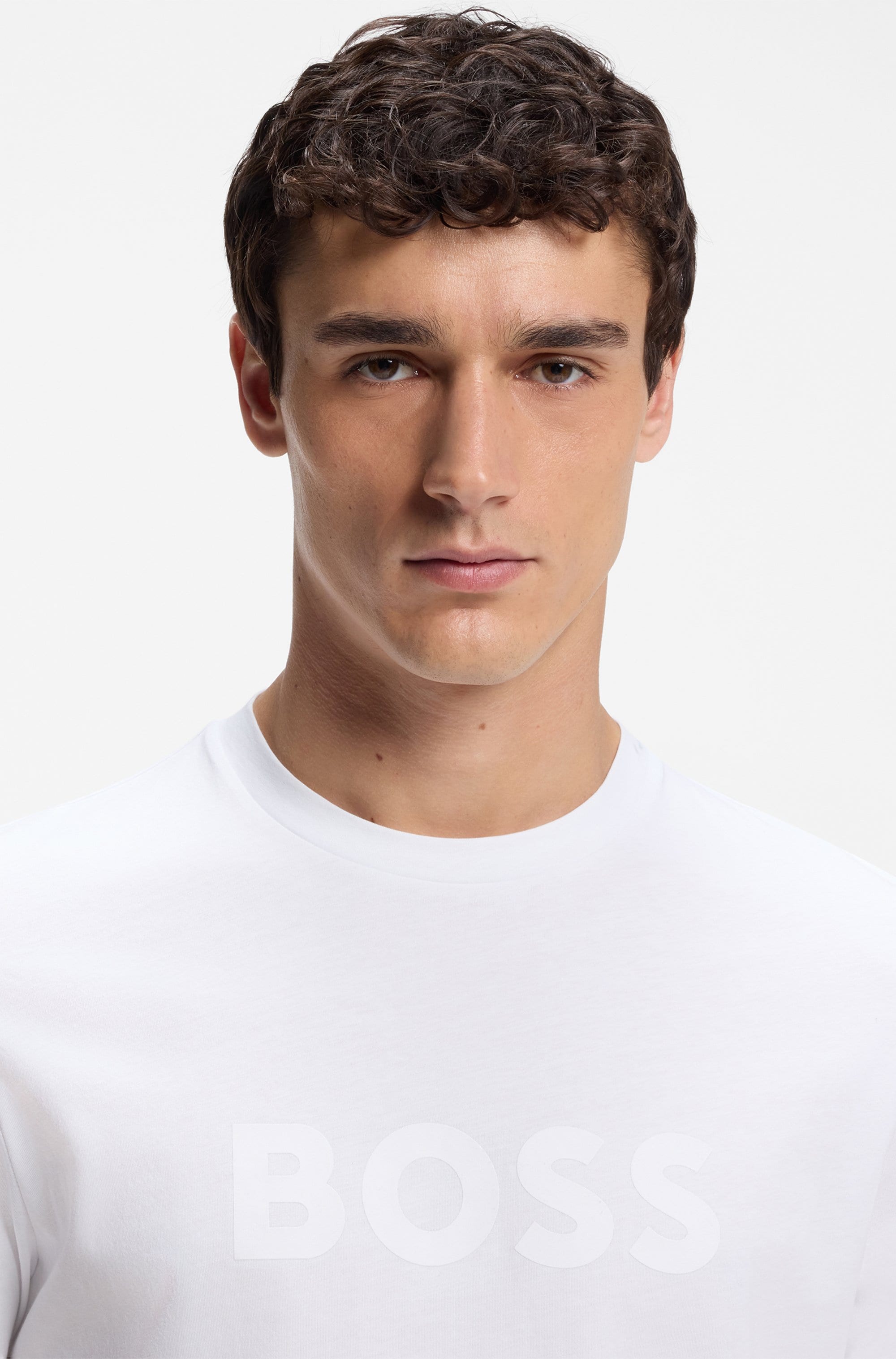 BOSS ORANGE T-shirt col rond, coupe Regular Fit, grand imprimé logo