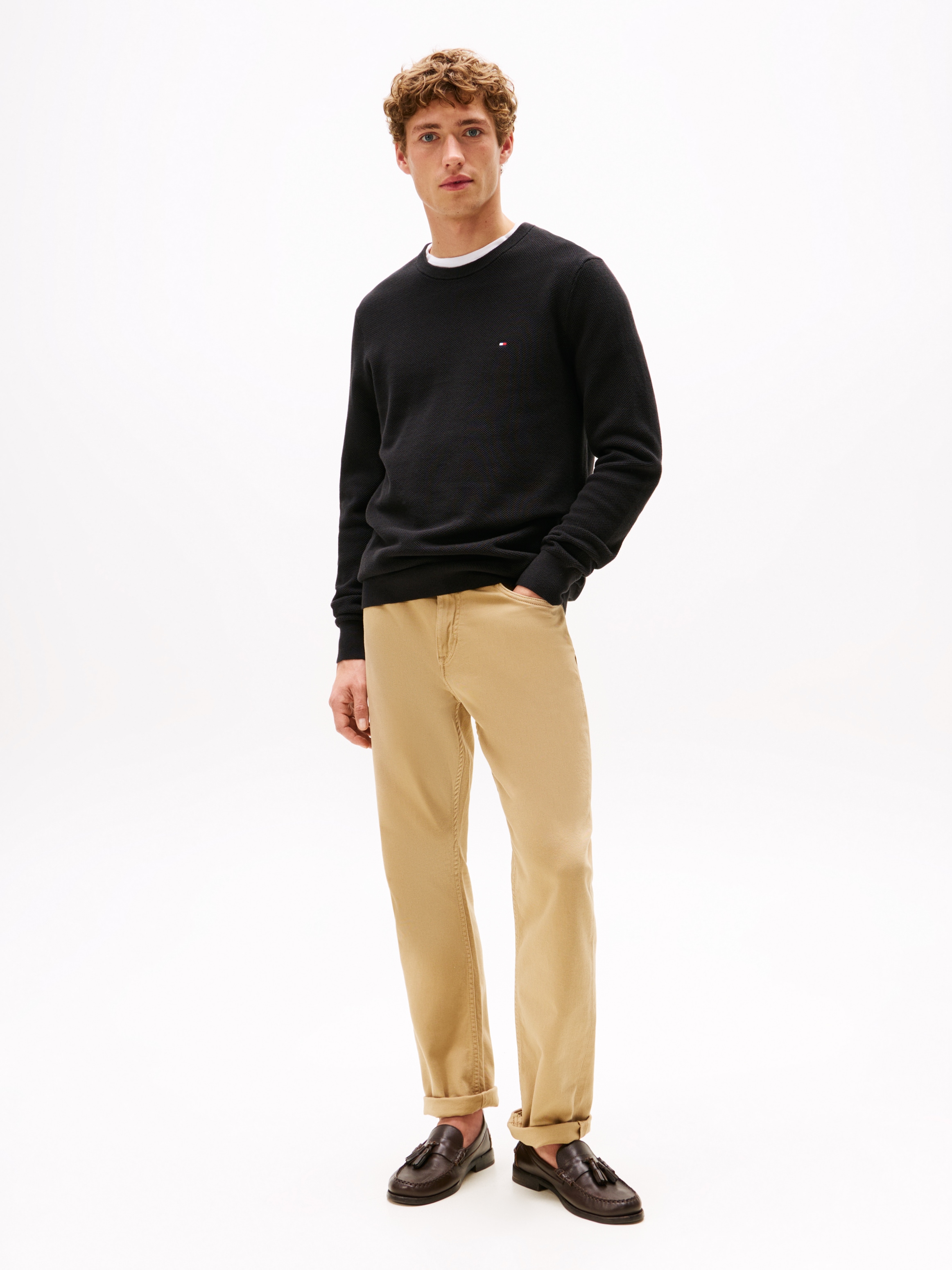 Image of Tommy Hilfiger Rundhalspullover "ESSENTIAL STRUCTURE CREW NECK mit Struktur und Label" unifarben, casual, regular fit, Baumwolle, Rundhals