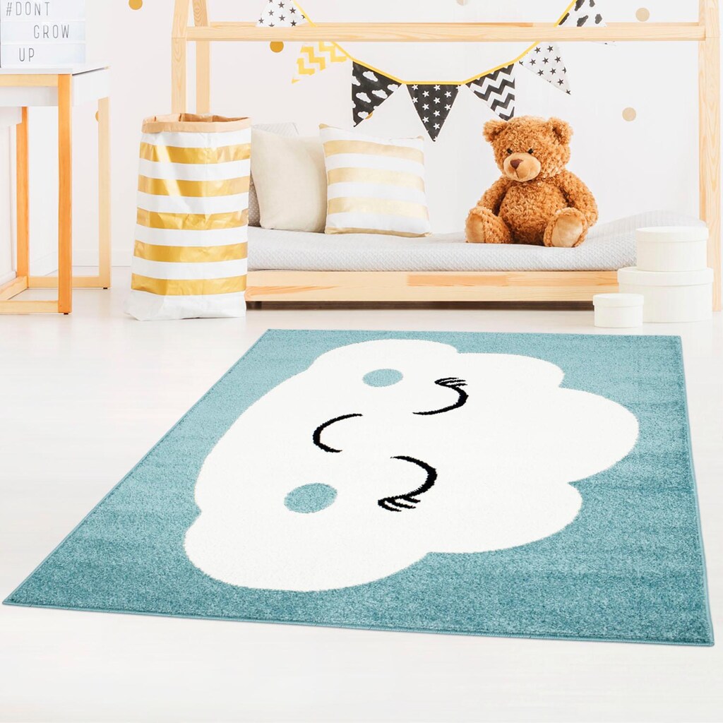 Carpet City Kinderteppich »Bubble Kids 1324«, rechteckig, Spielteppich, Wolke, Weicher Flor, Pflegeleicht, Kinderzimmer