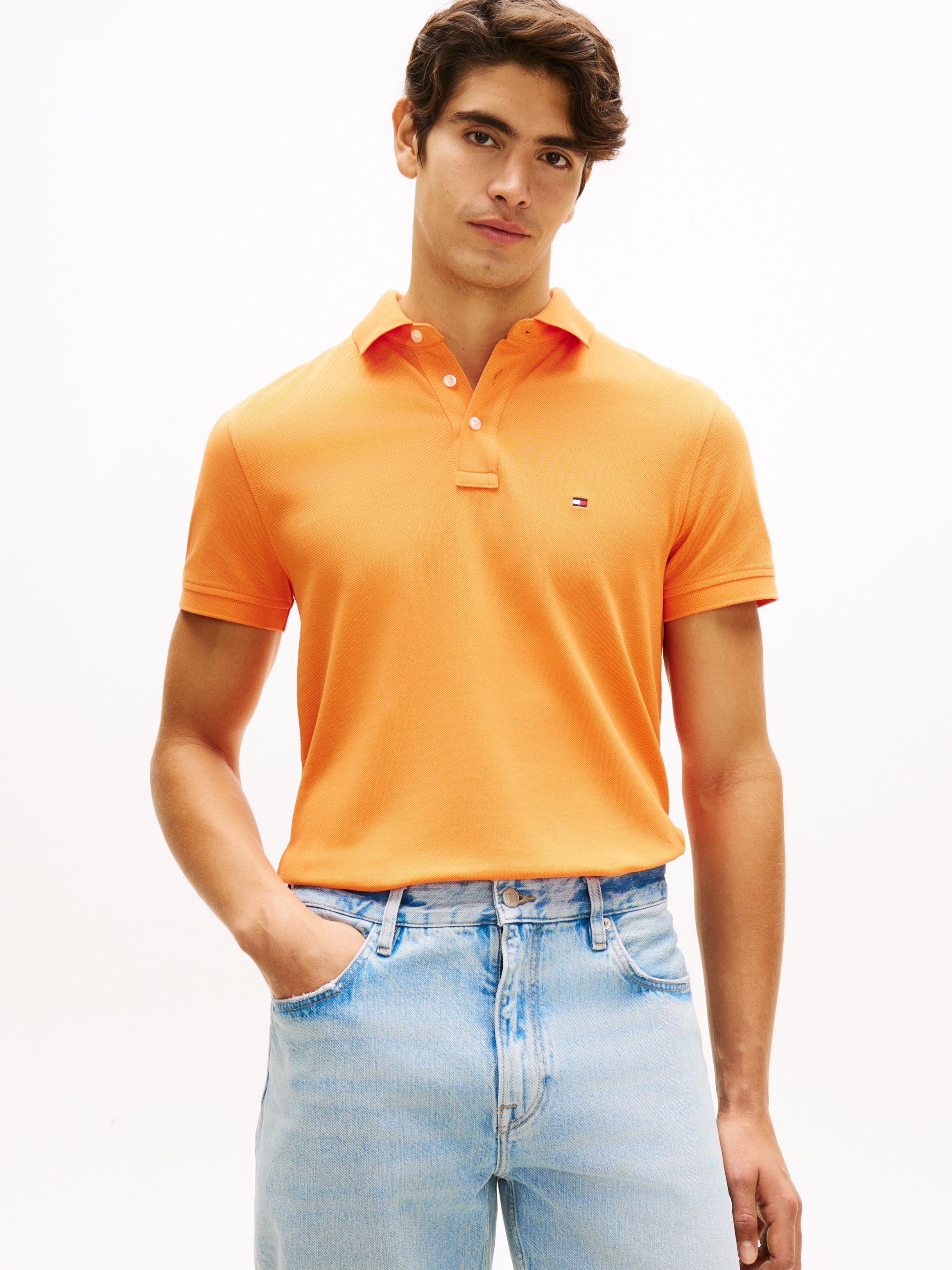 Tommy Hilfiger Polo »1985 SLIM POLO« Markenstickerei, aus Baumwoll-Piqué